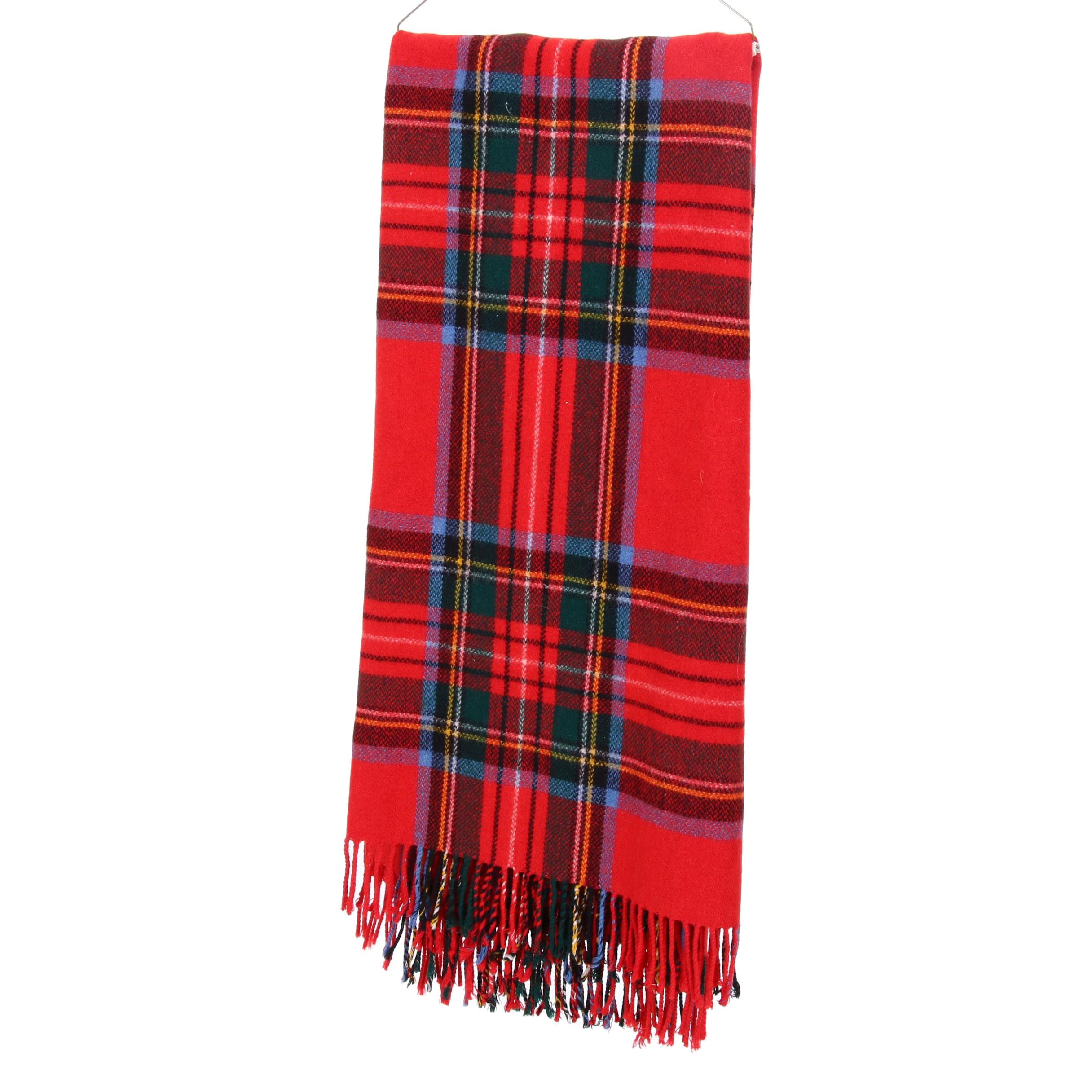 Pendleton Red Plaid Wool Throw Blanket | EBTH