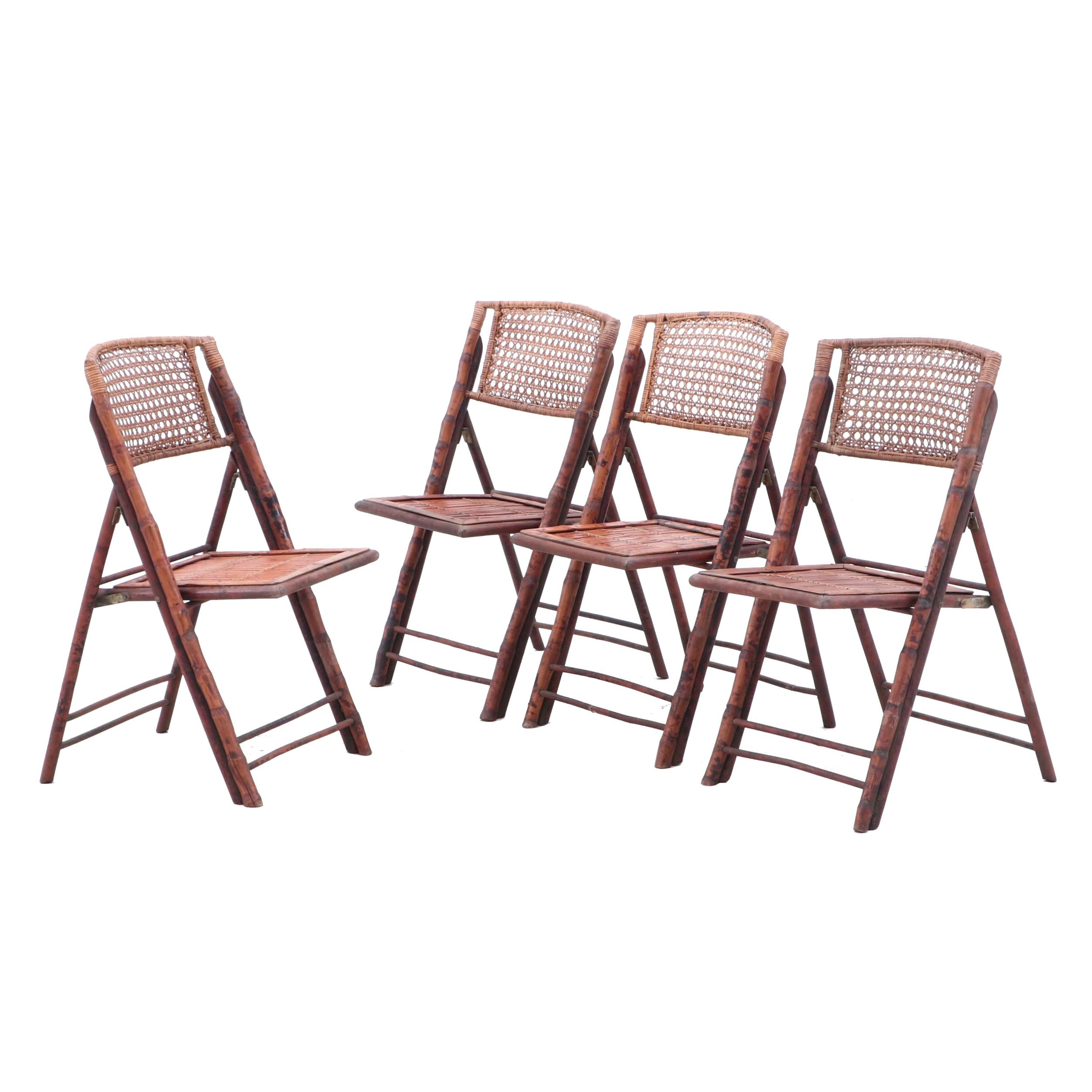 Four Rattan Folding Chairs, Mid20th Century EBTH