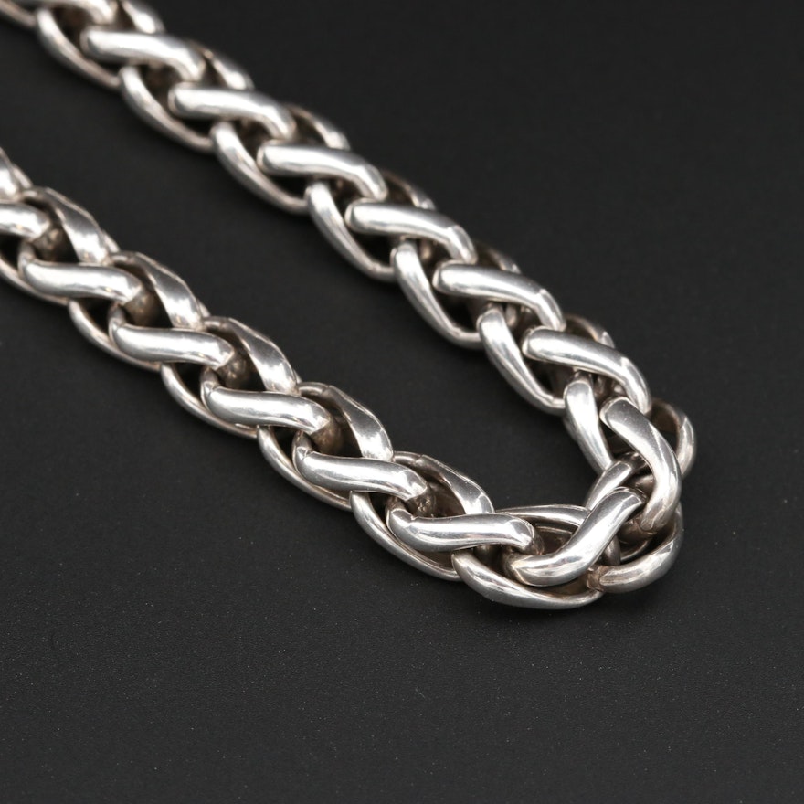 David Yurman Sterling Silver Wheat Chain Necklace with 14K Yellow Gold ...
