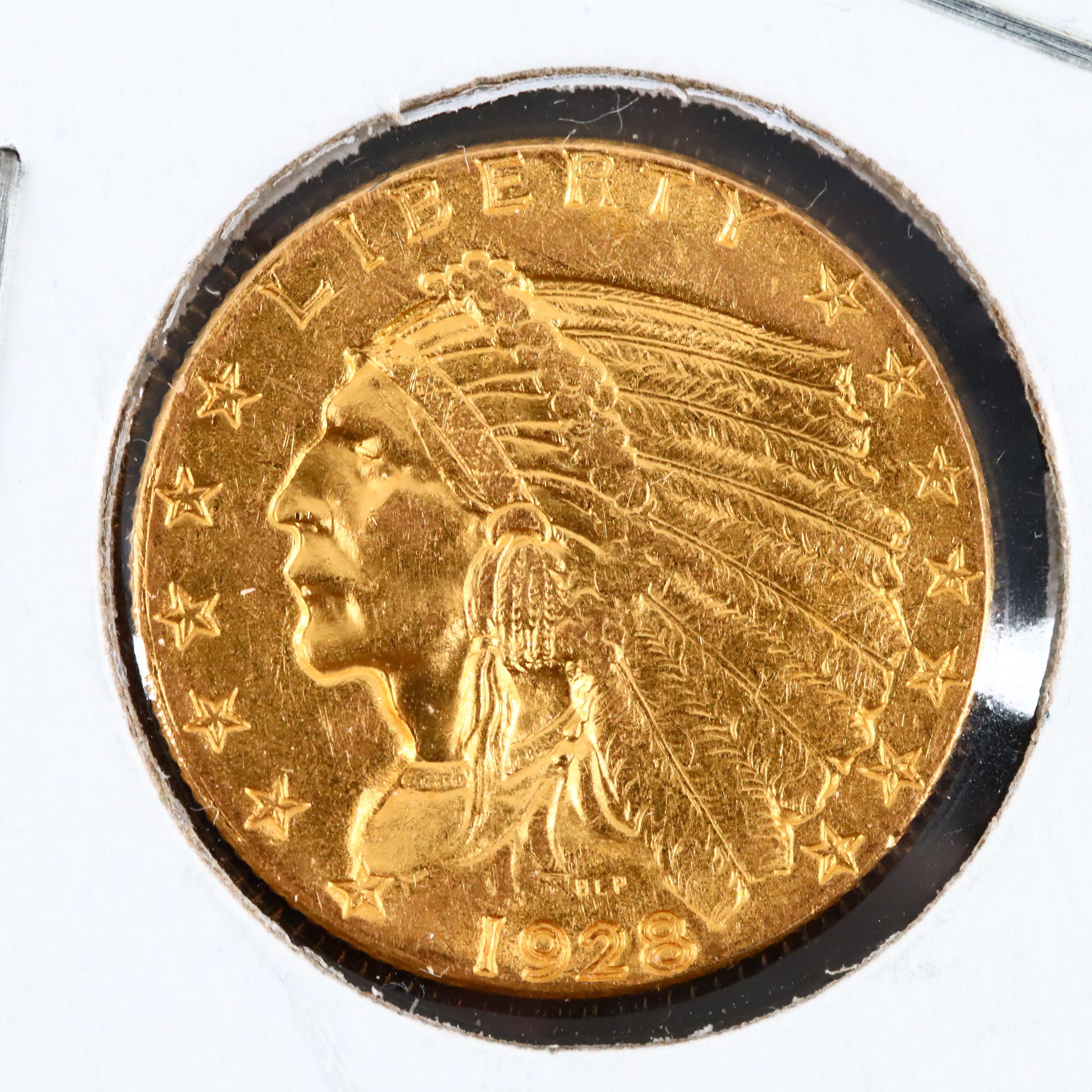 1928 Indian Head 250 Quarter Eagle Gold Coin