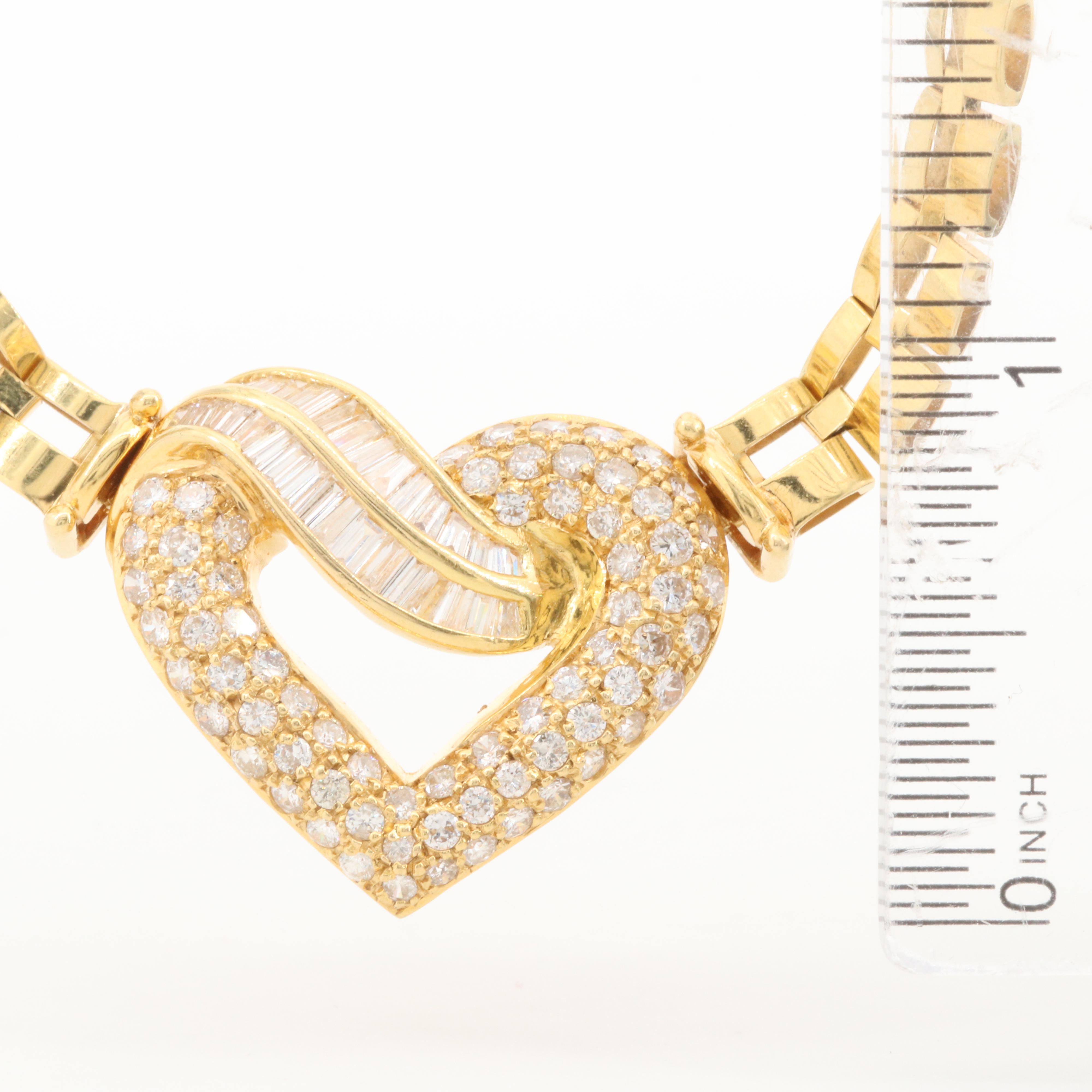 18K Yellow Gold 2.46 CTW Diamond Heart Choker Necklace EBTH
