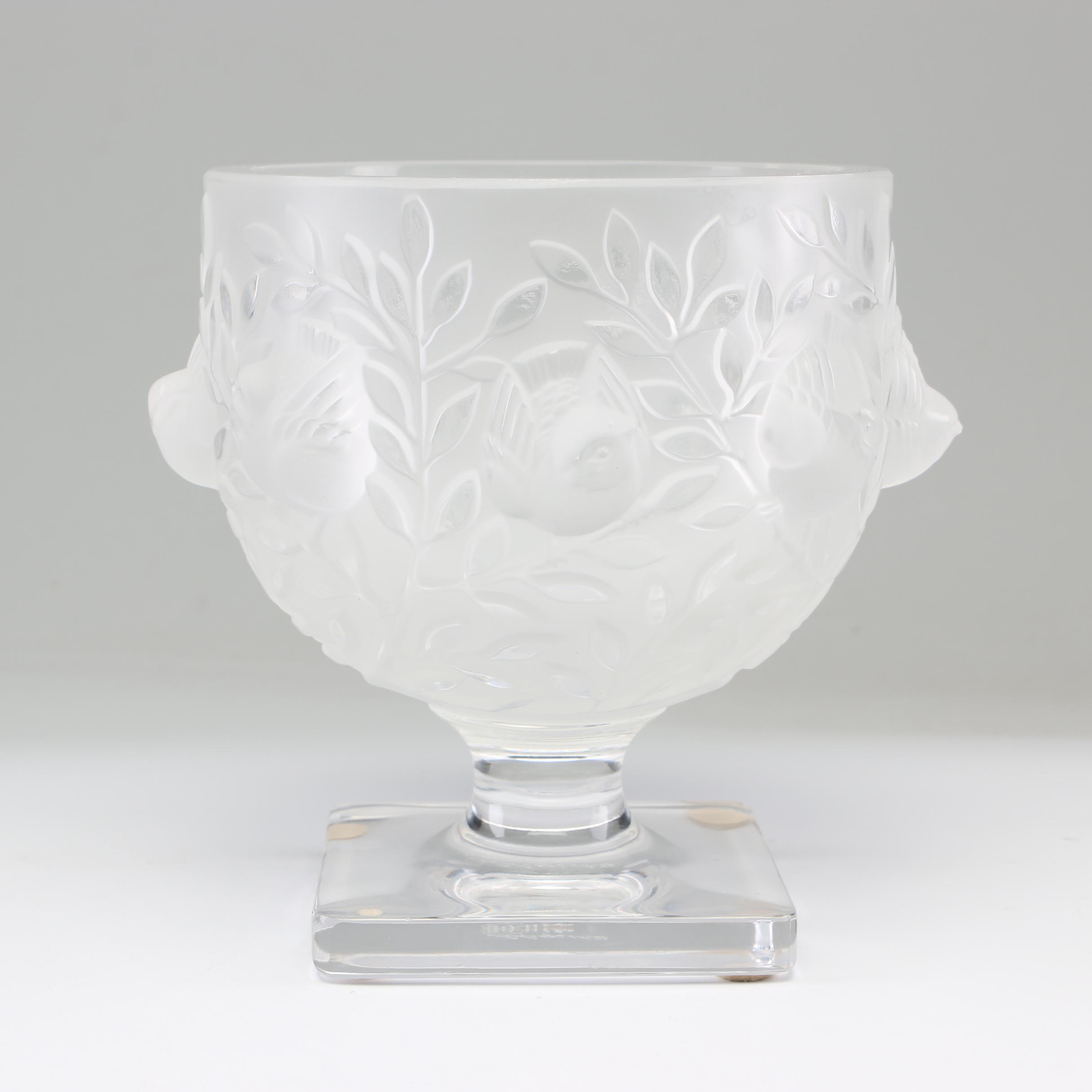 Lalique Elisabeth Satin Crystal Goblet Vase Ebth