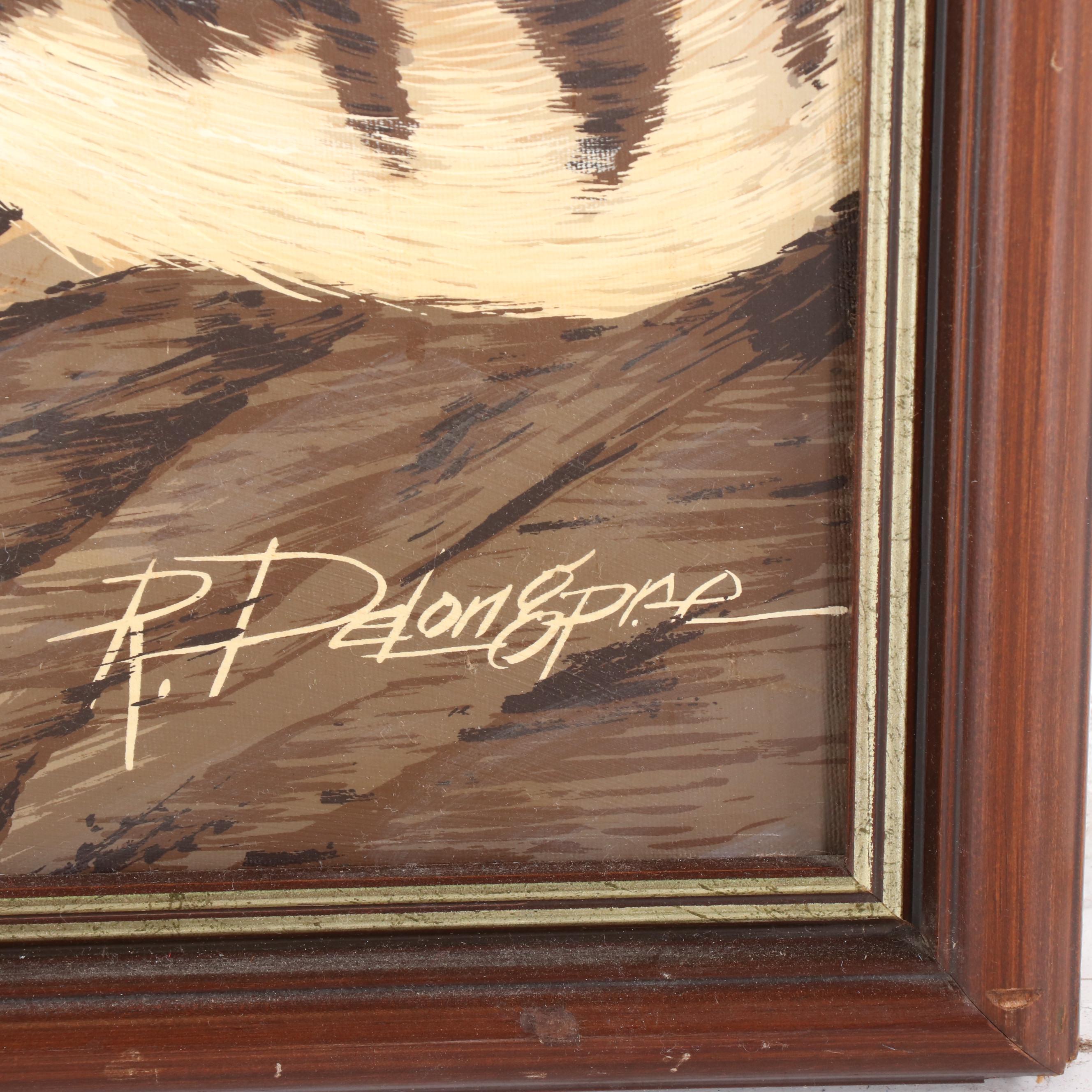 R. Delongprie Acrylic Painting of a Snow Leopard | EBTH