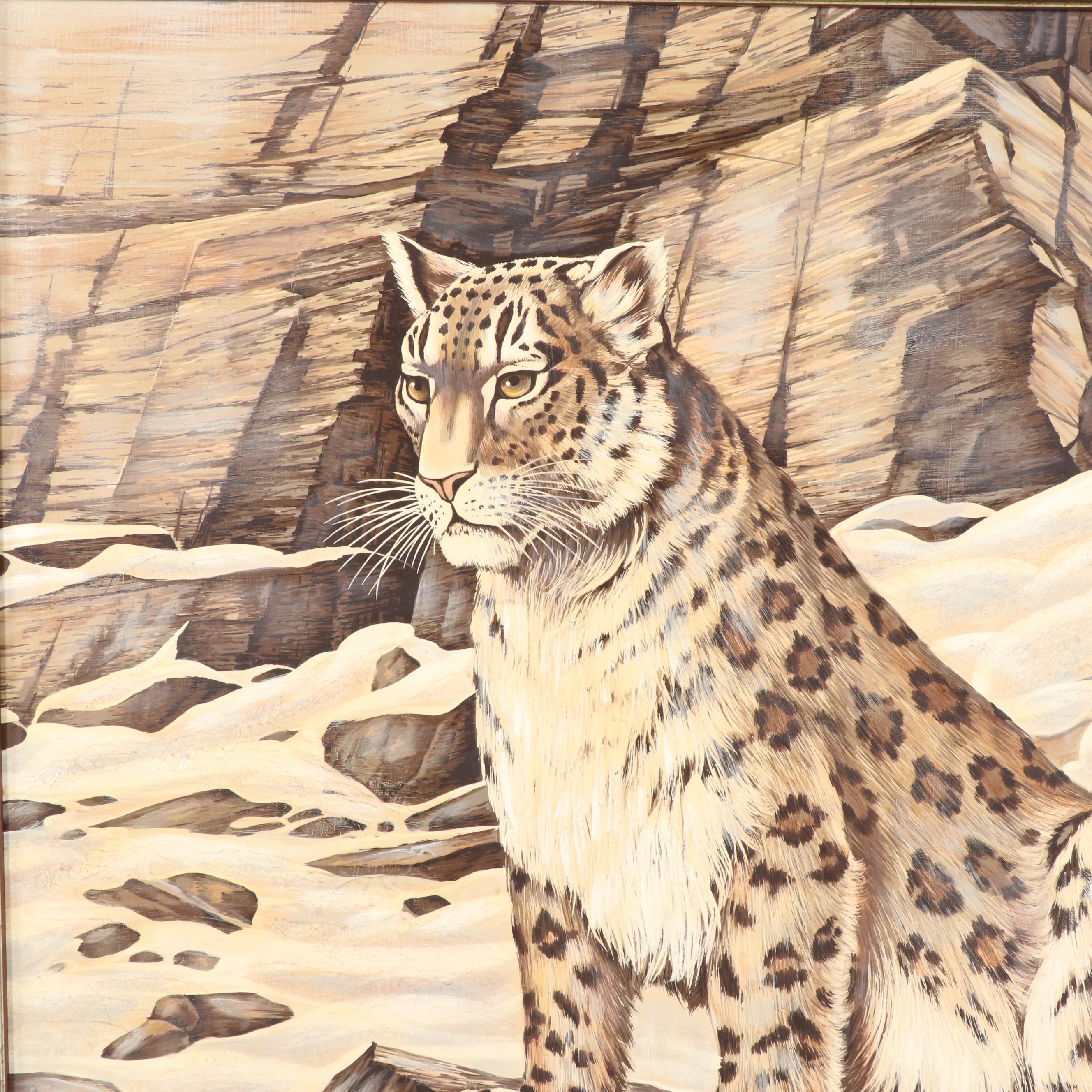 R. Delongprie Acrylic Painting of a Snow Leopard | EBTH