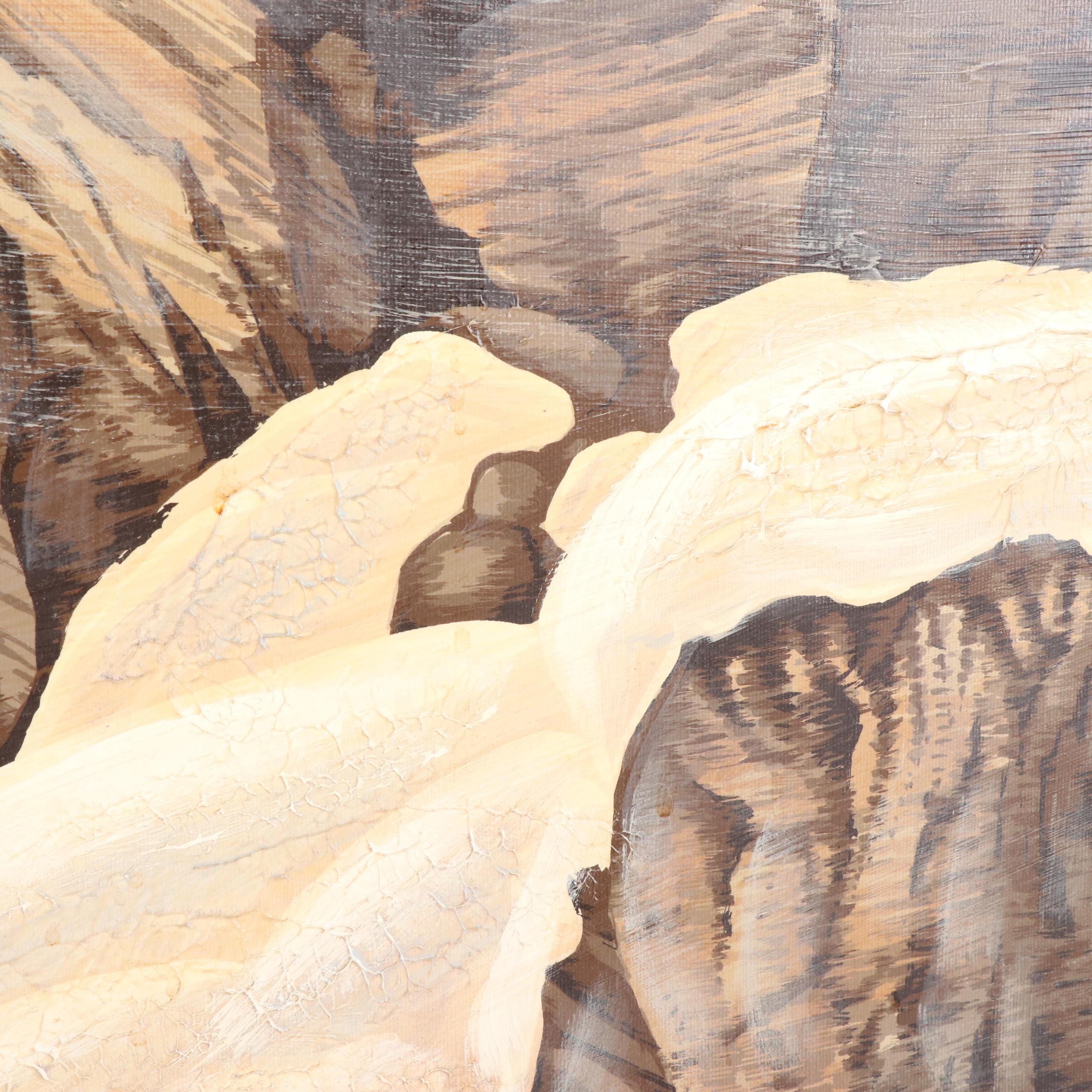 R. Delongprie Acrylic Painting of a Snow Leopard | EBTH