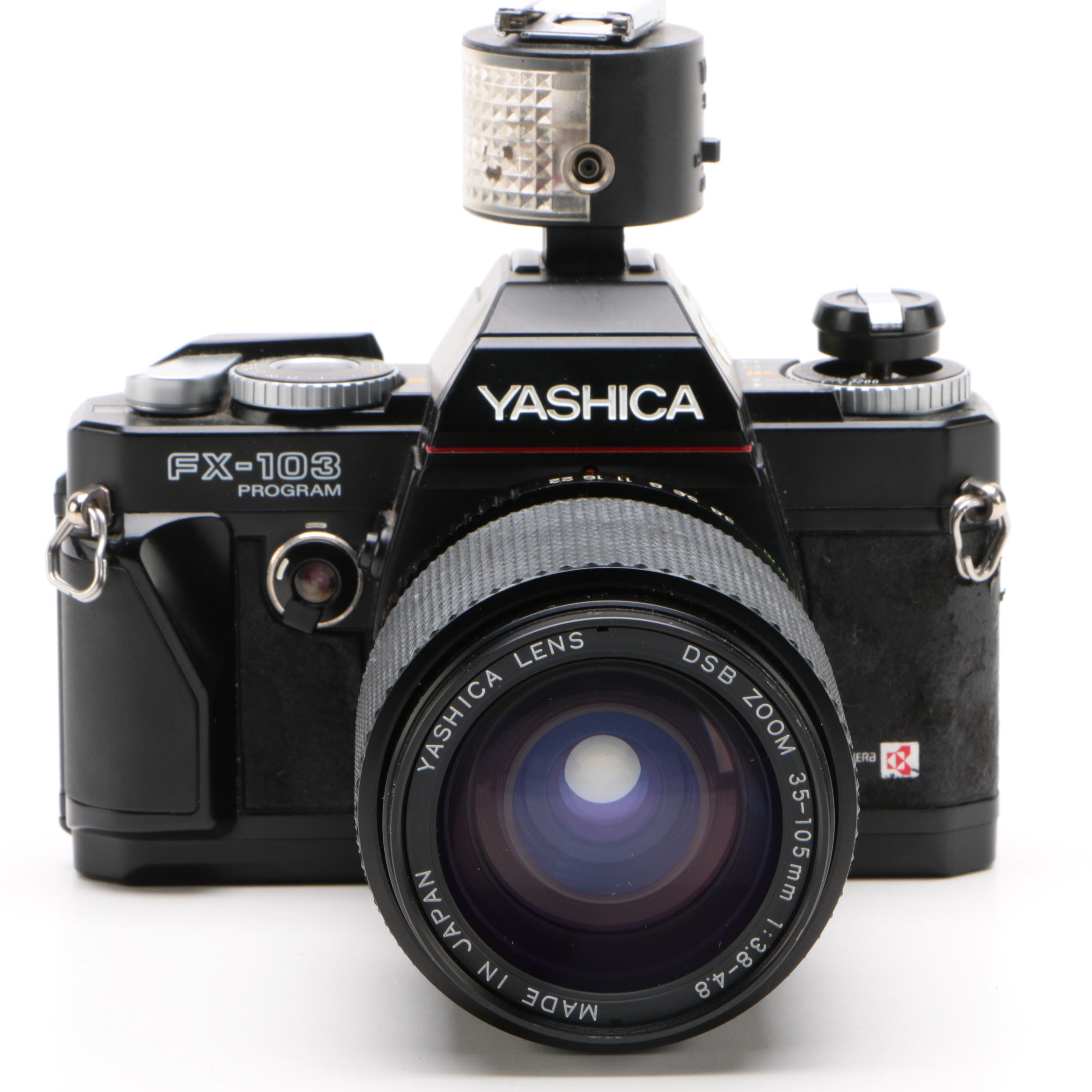 Yashica FX 103 Program With Yashica 35 105mm Lens And Yus Automatic