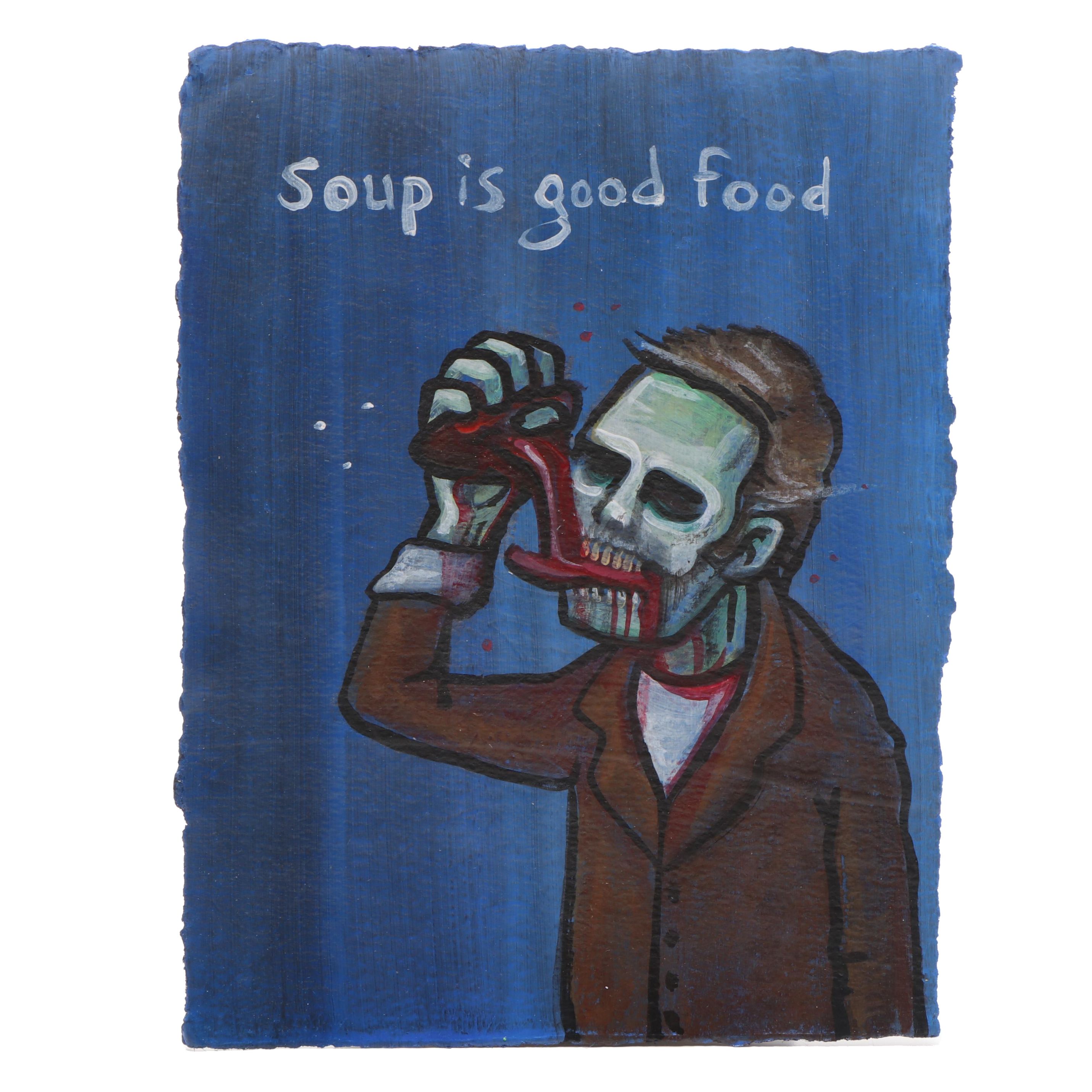 N Scott Carroll Outsider Pop Art Acrylic Painting Soup Is Good