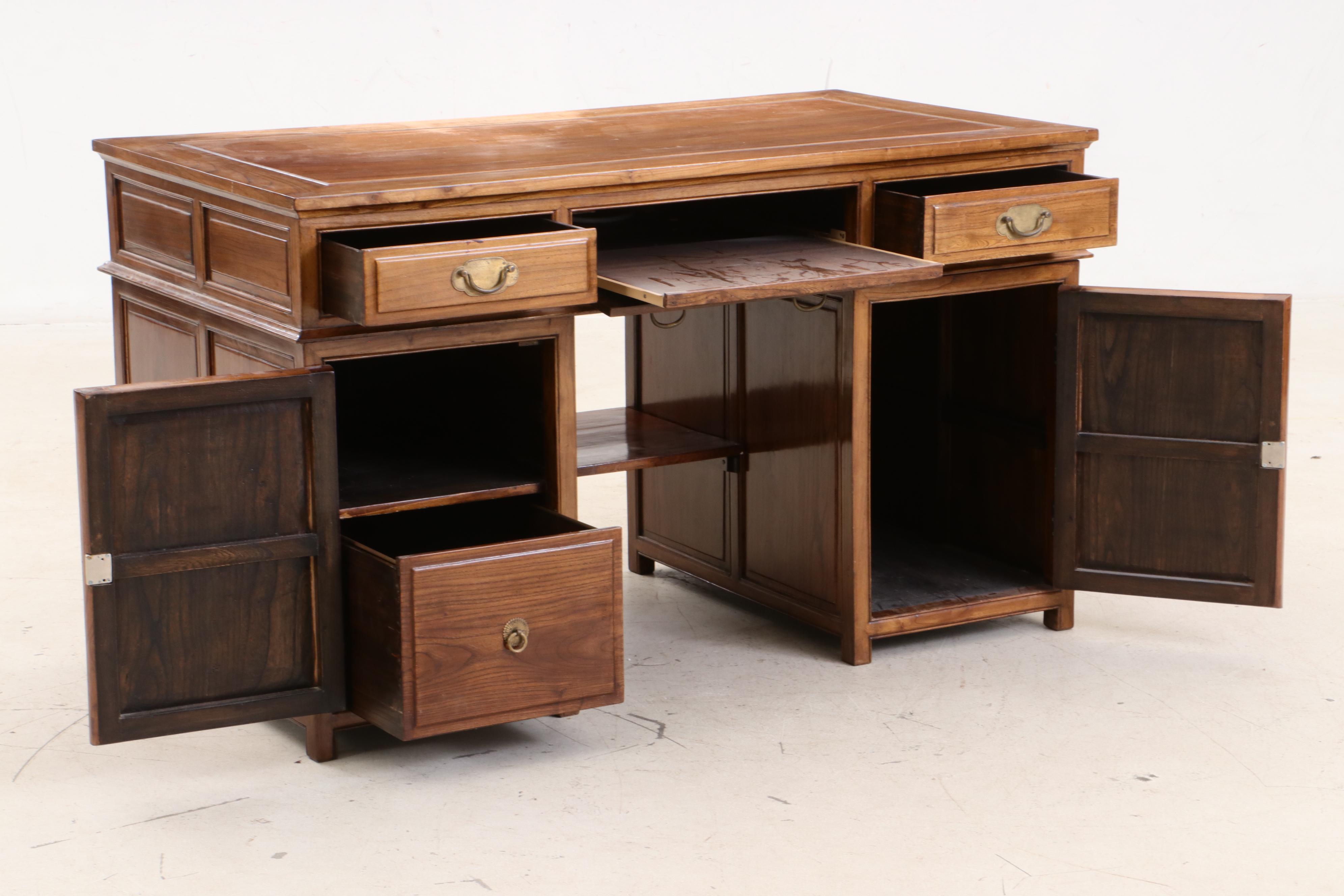 Chinese Hardwood Executive Desk, Mid to Late 20th Century EBTH