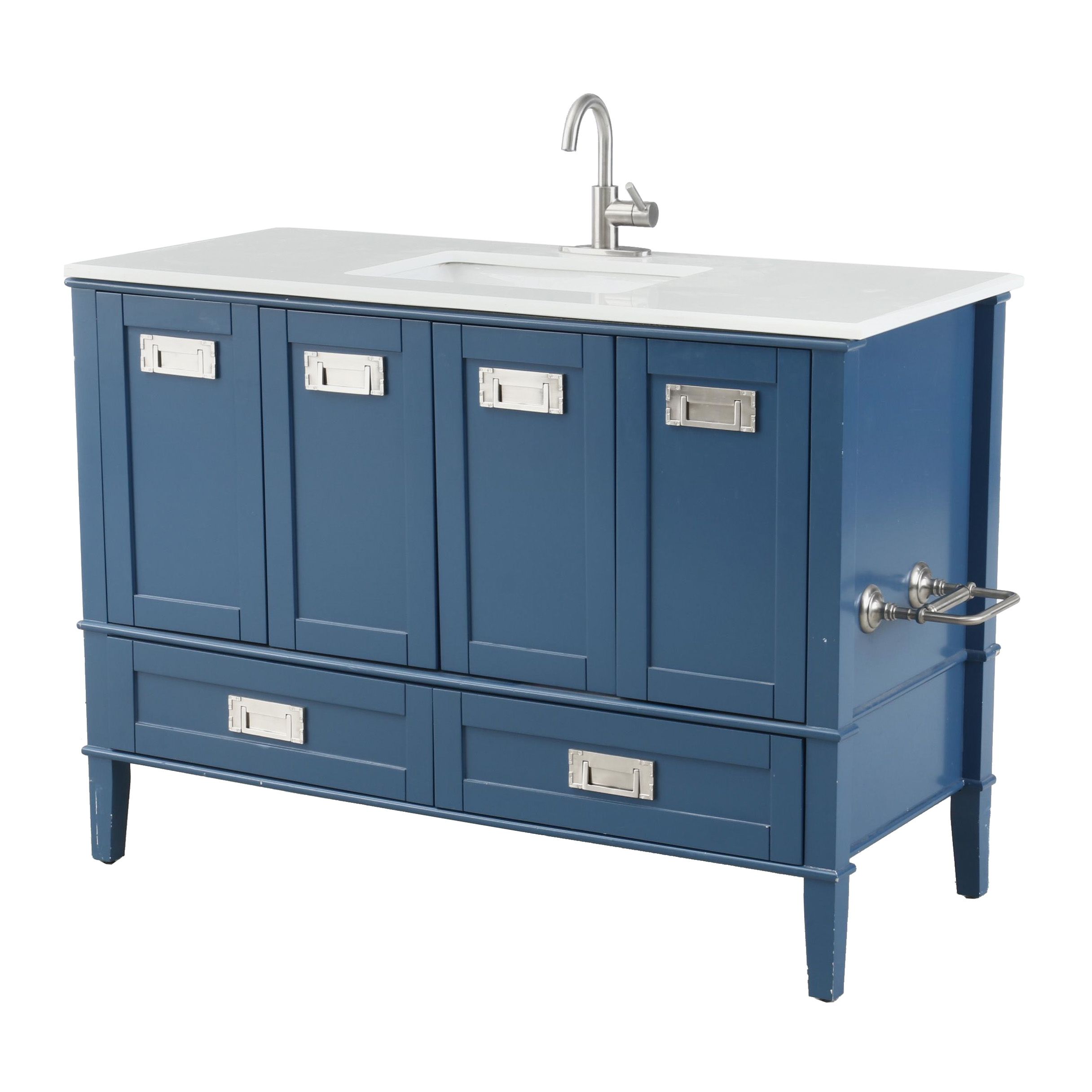 Bathroom Vanity With Silestone Sink Top And Chrome Finish Faucet