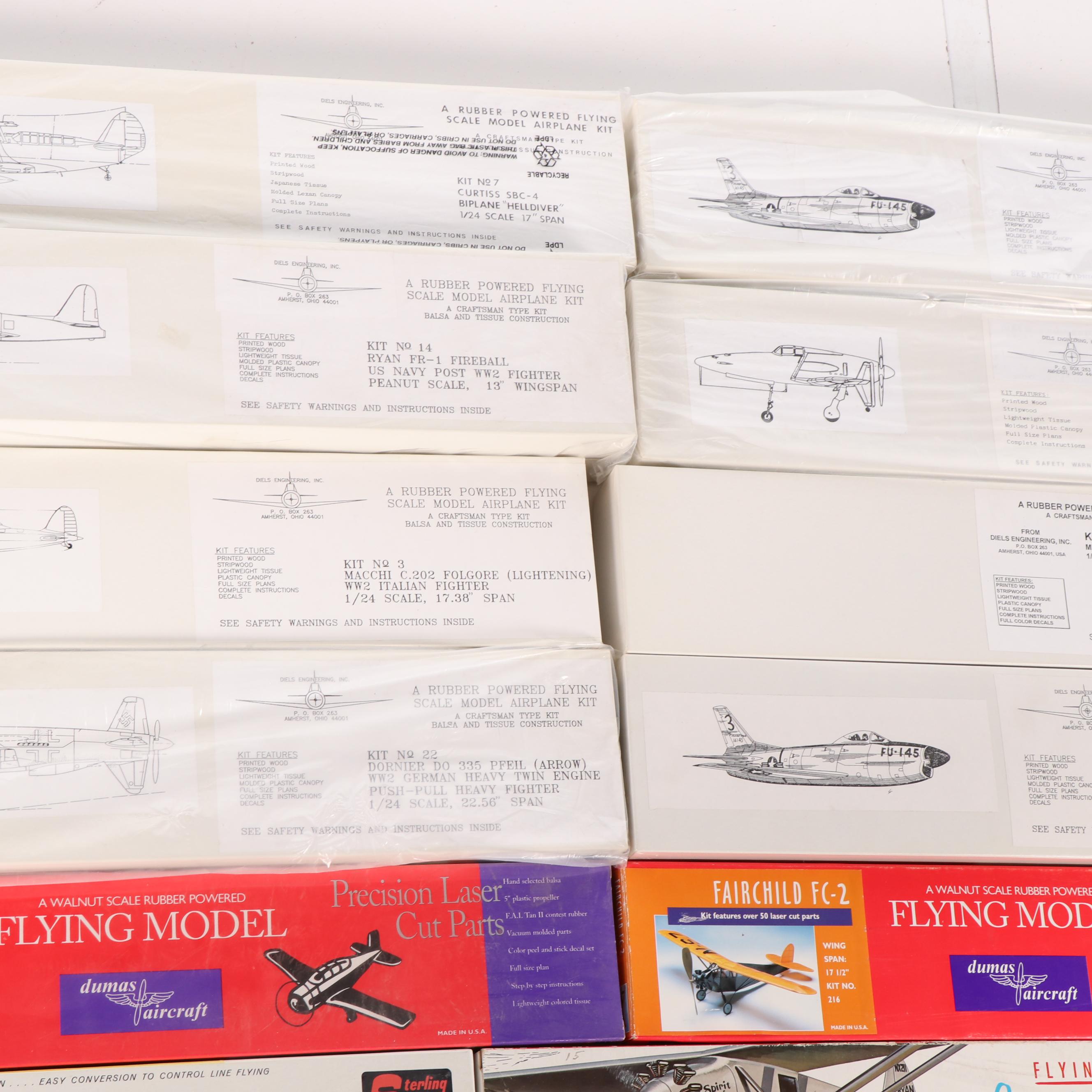Flying Airplane Scale Model Kits by Diels Engineering, HiFlier, and