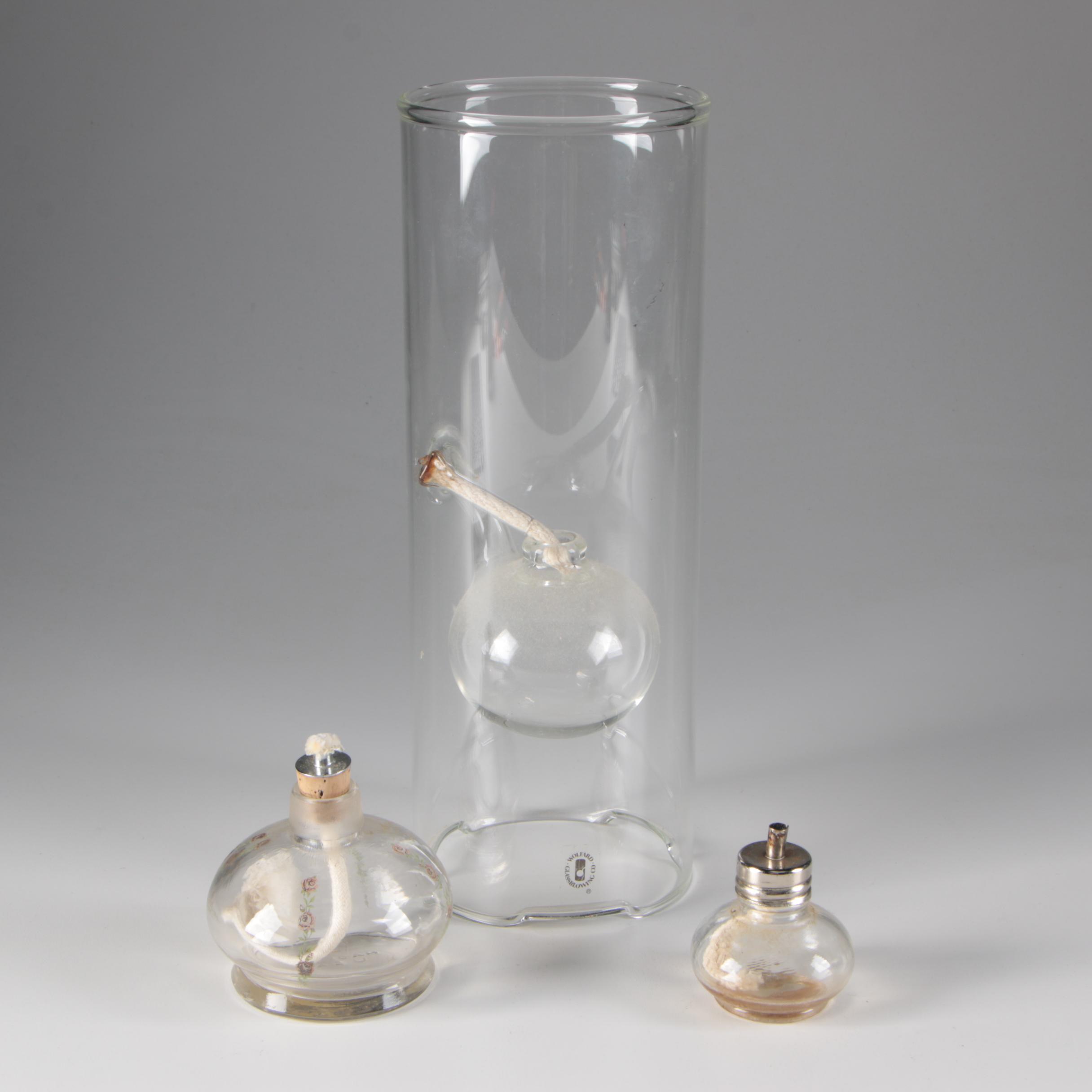 Tabletop Oil Lamps Including Wolfard Glassblowing Company, Vintage EBTH