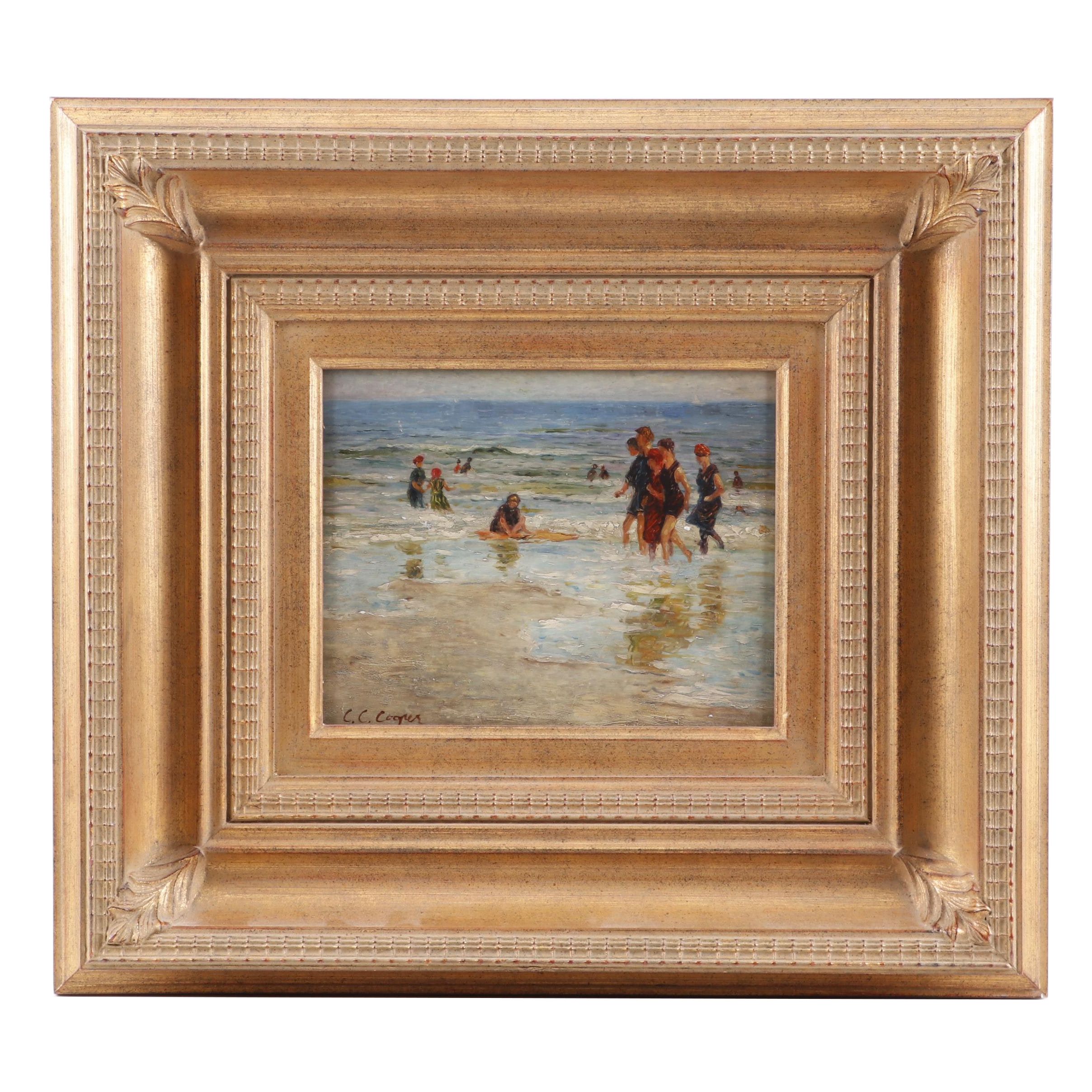 C C Cooper Oil Painting Of A Beach Scene Ebth