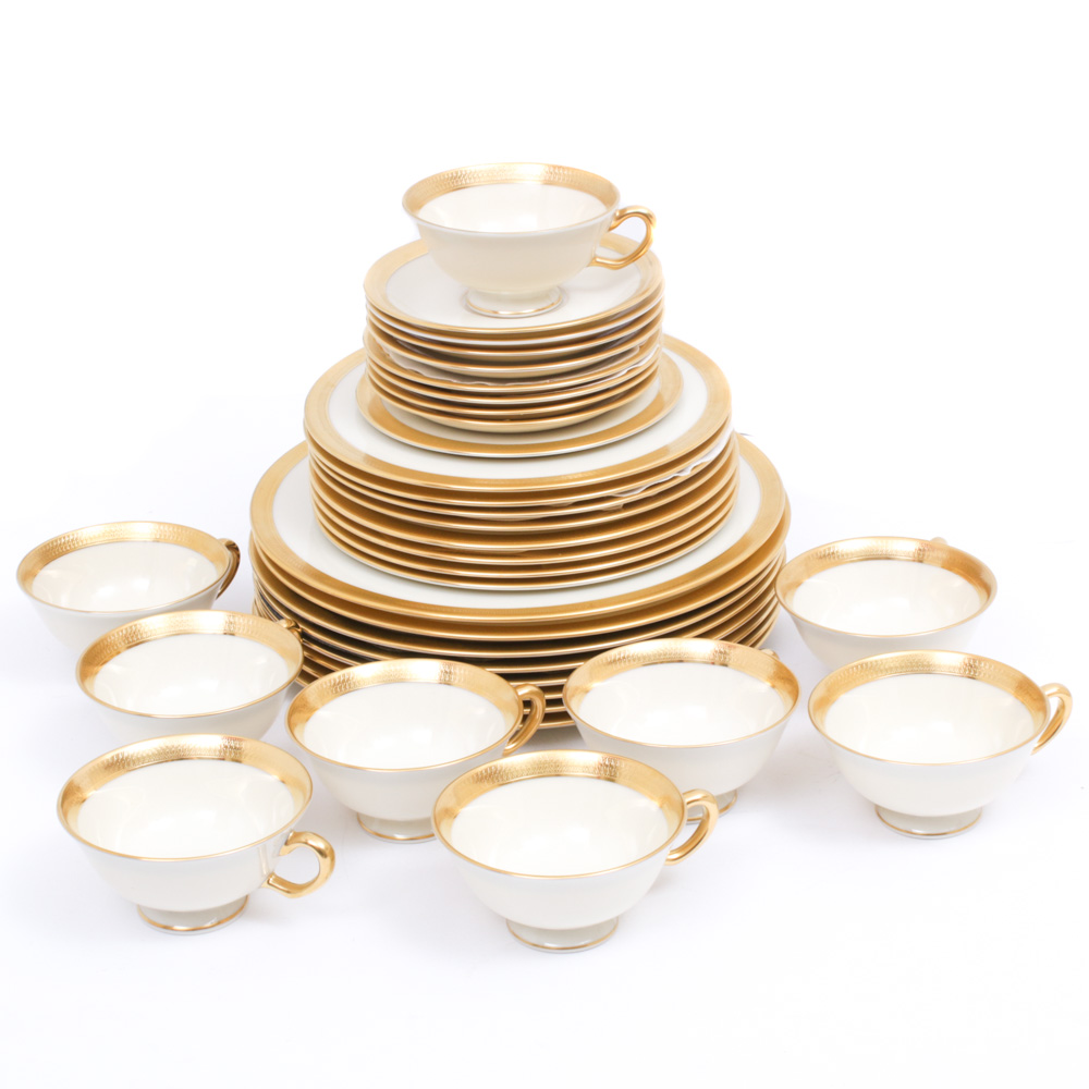 Lenox Lowell Gold Band Bone China Dinnerware Mid To Late 20th