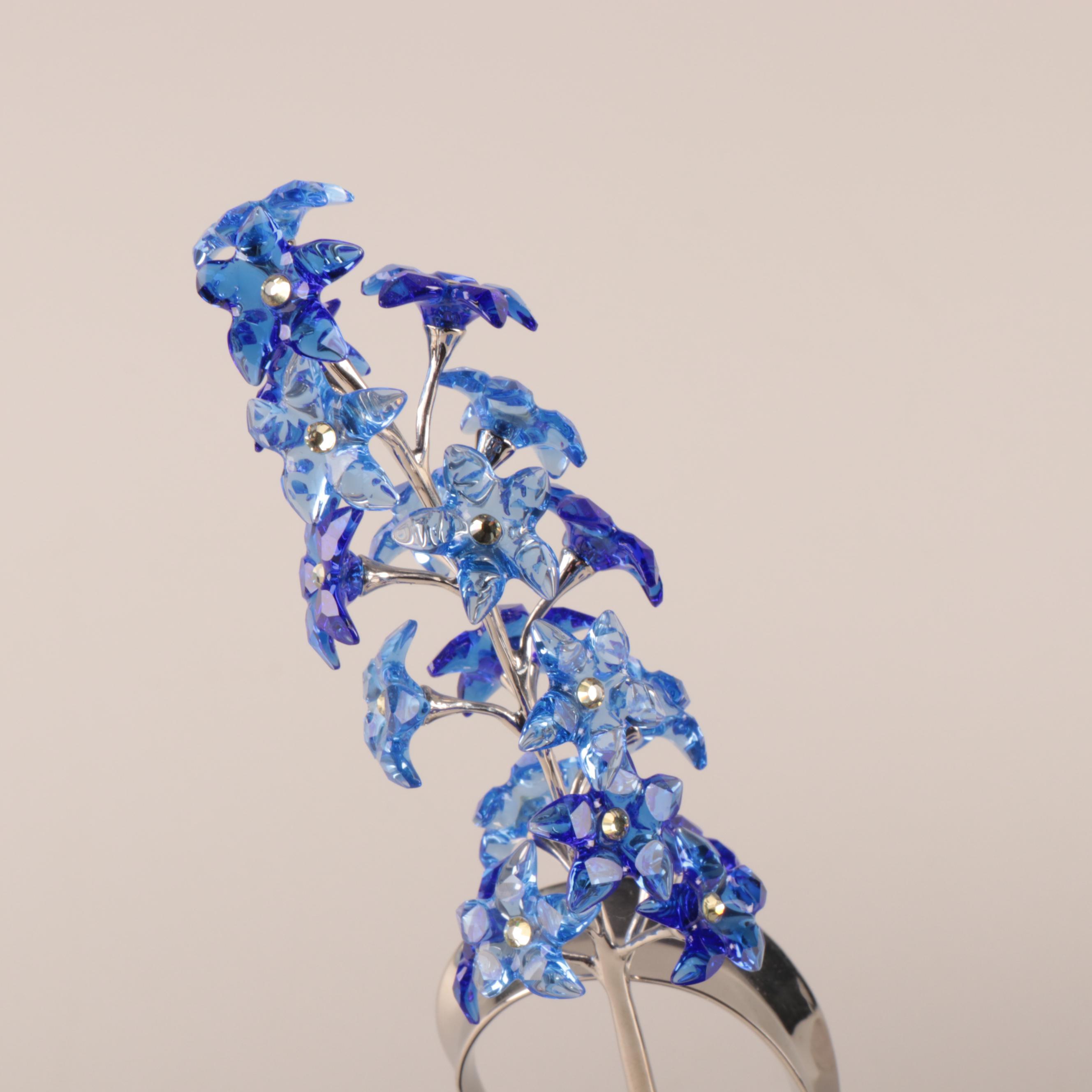 Swarovski Crystal Flower Figurines with Blue "Starlet" Picture Frame