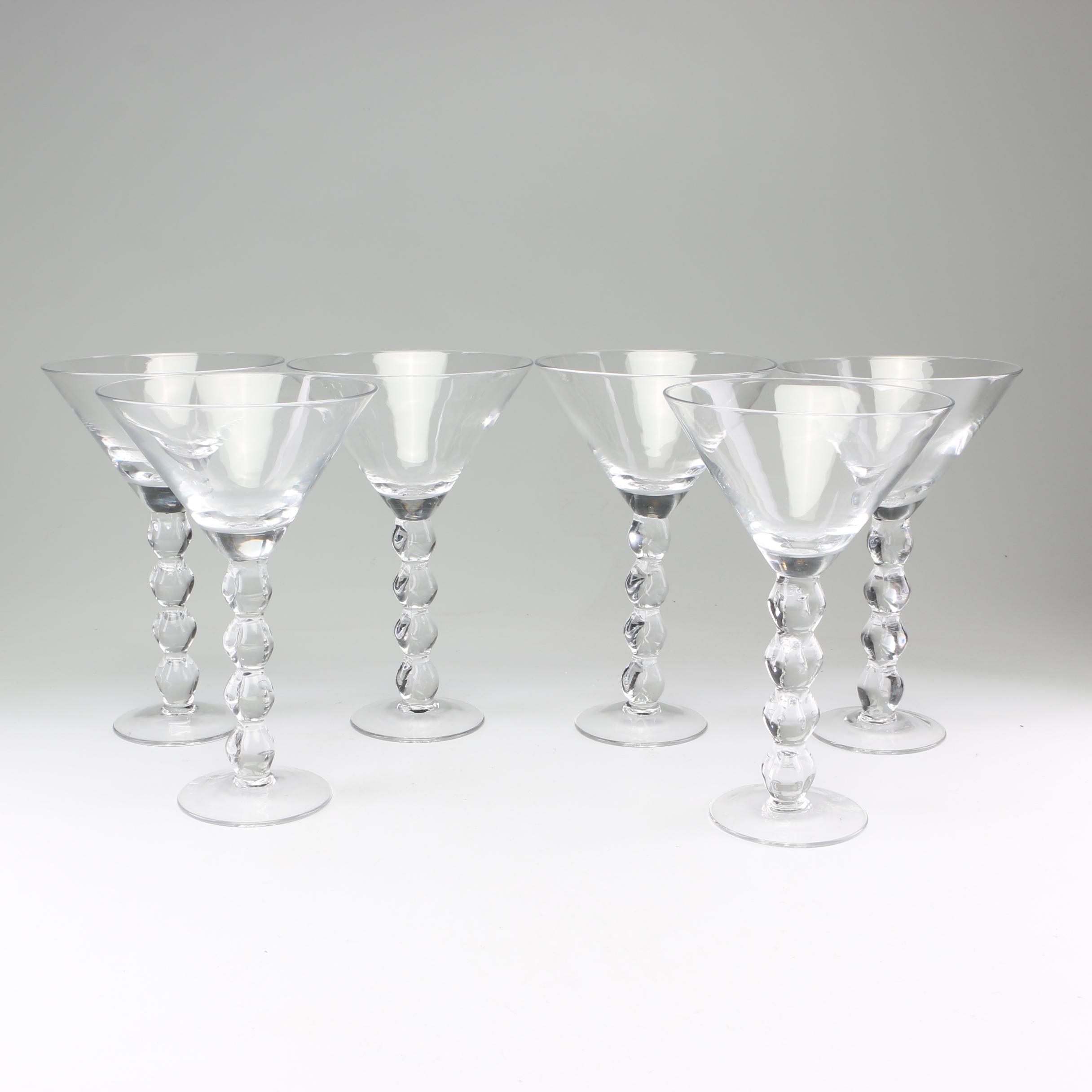 Crystal Champagne Flutes and Martini Glasses with Stacked Ball Stems EBTH