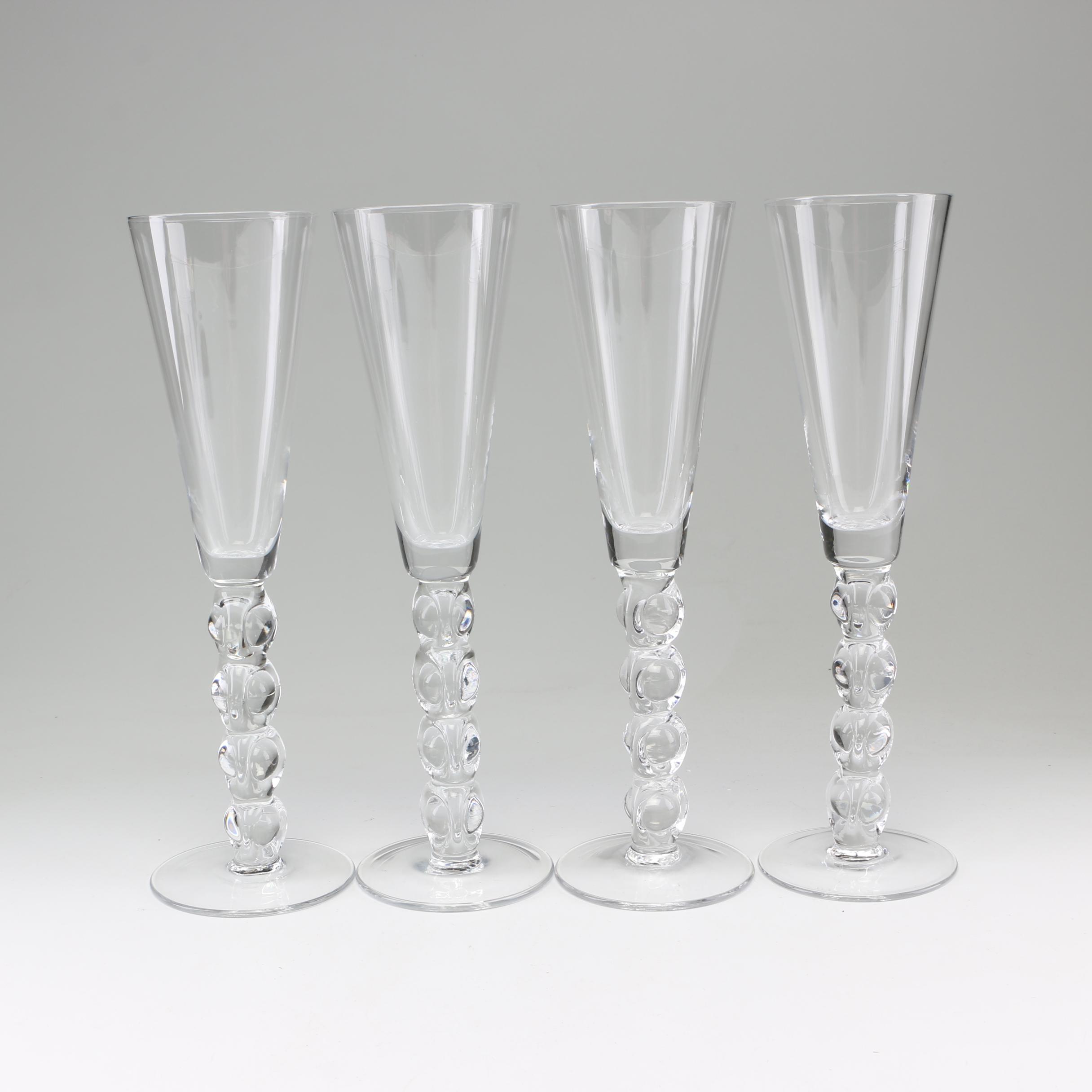 Crystal Champagne Flutes and Martini Glasses with Stacked Ball Stems EBTH