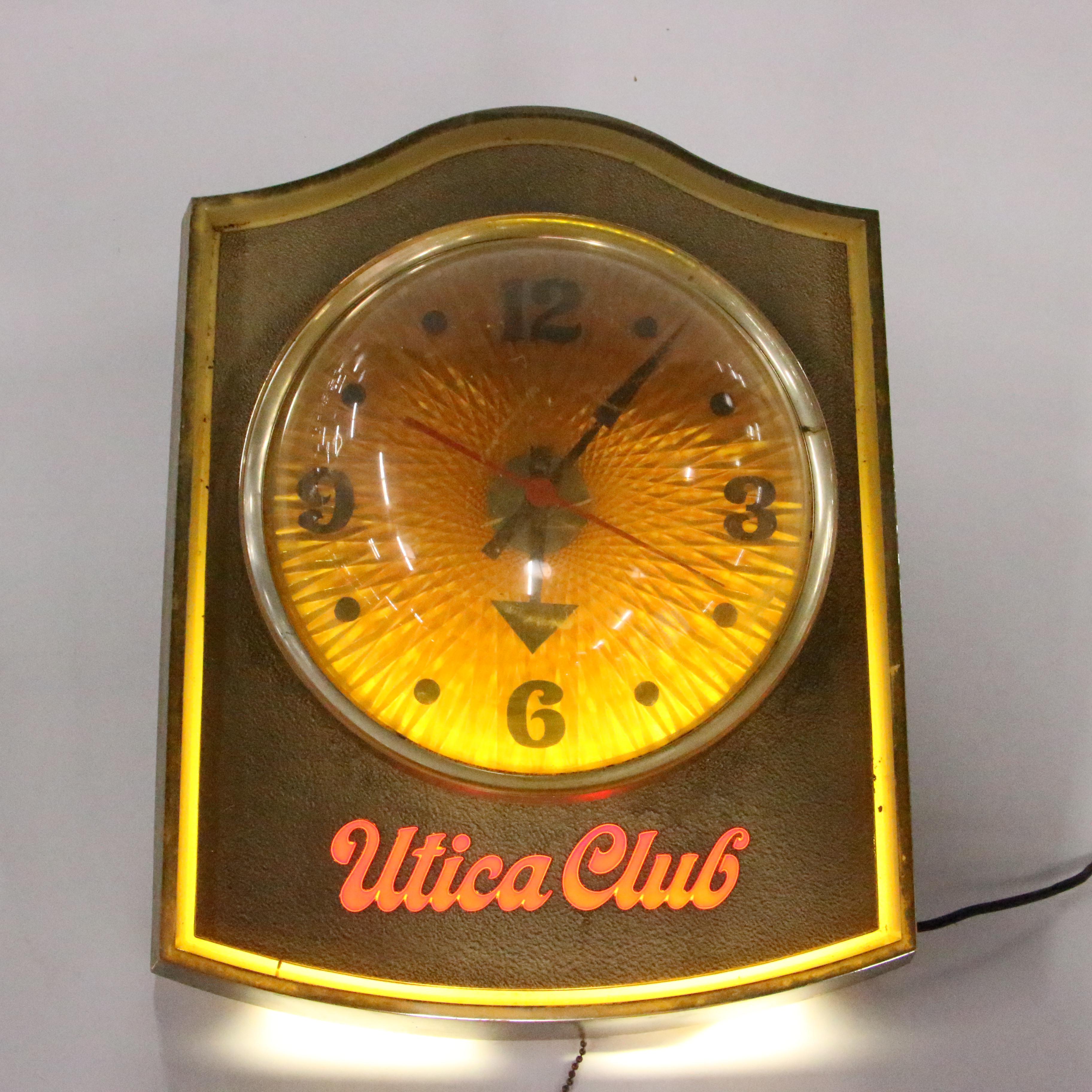 Utica Club Illuminated Advertising Clock, 1960s EBTH