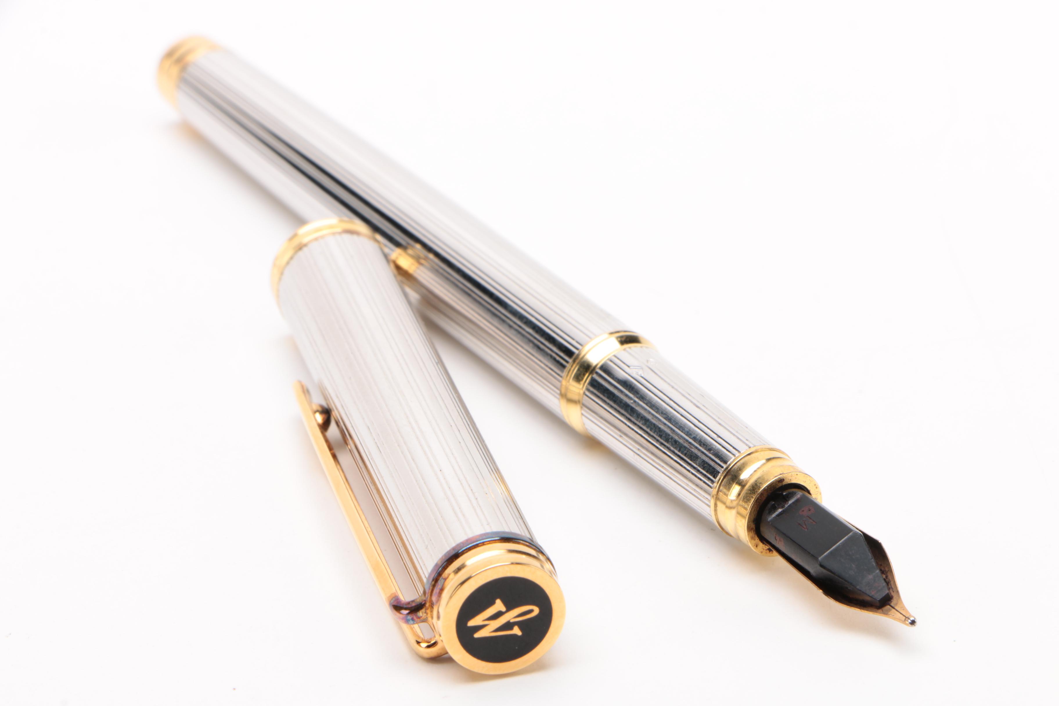 Waterman Sterling Silver "Gentleman" Fountain Pen with 18K Gold Nib