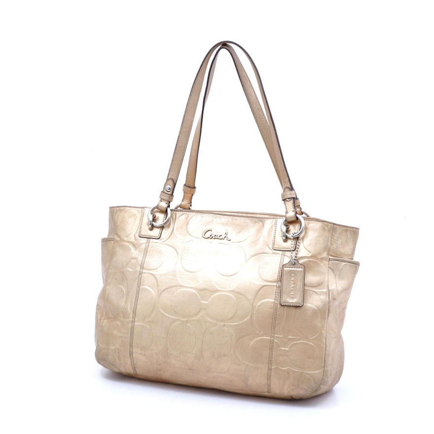 Coach Embossed Gold Metallic Leather Gallery Tote | EBTH