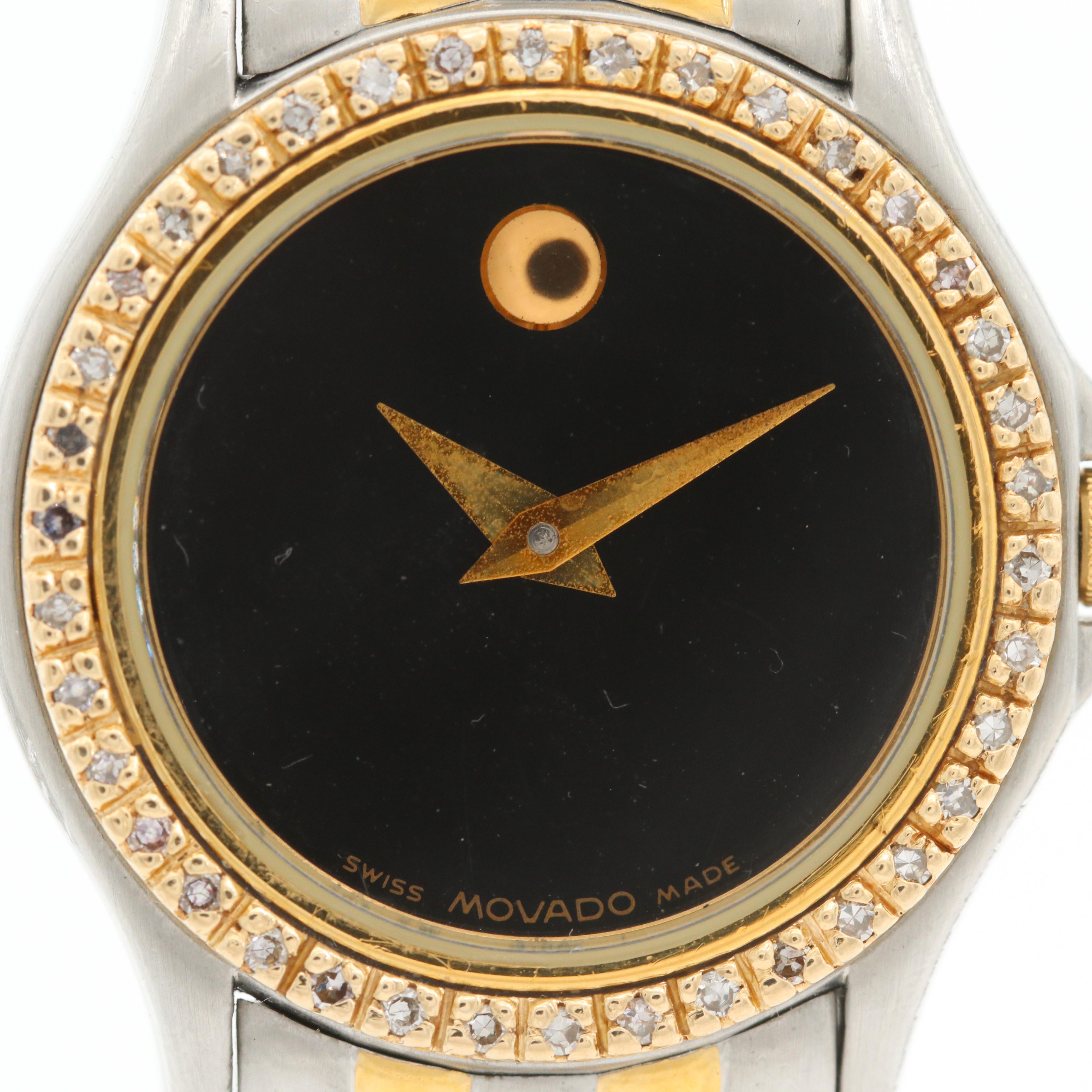 Movado Two Tone Diamond Bezel Wristwatch EBTH