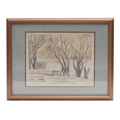 Intaglio Print of Snowy Landscape Intaglio Print of Snowy Landscape