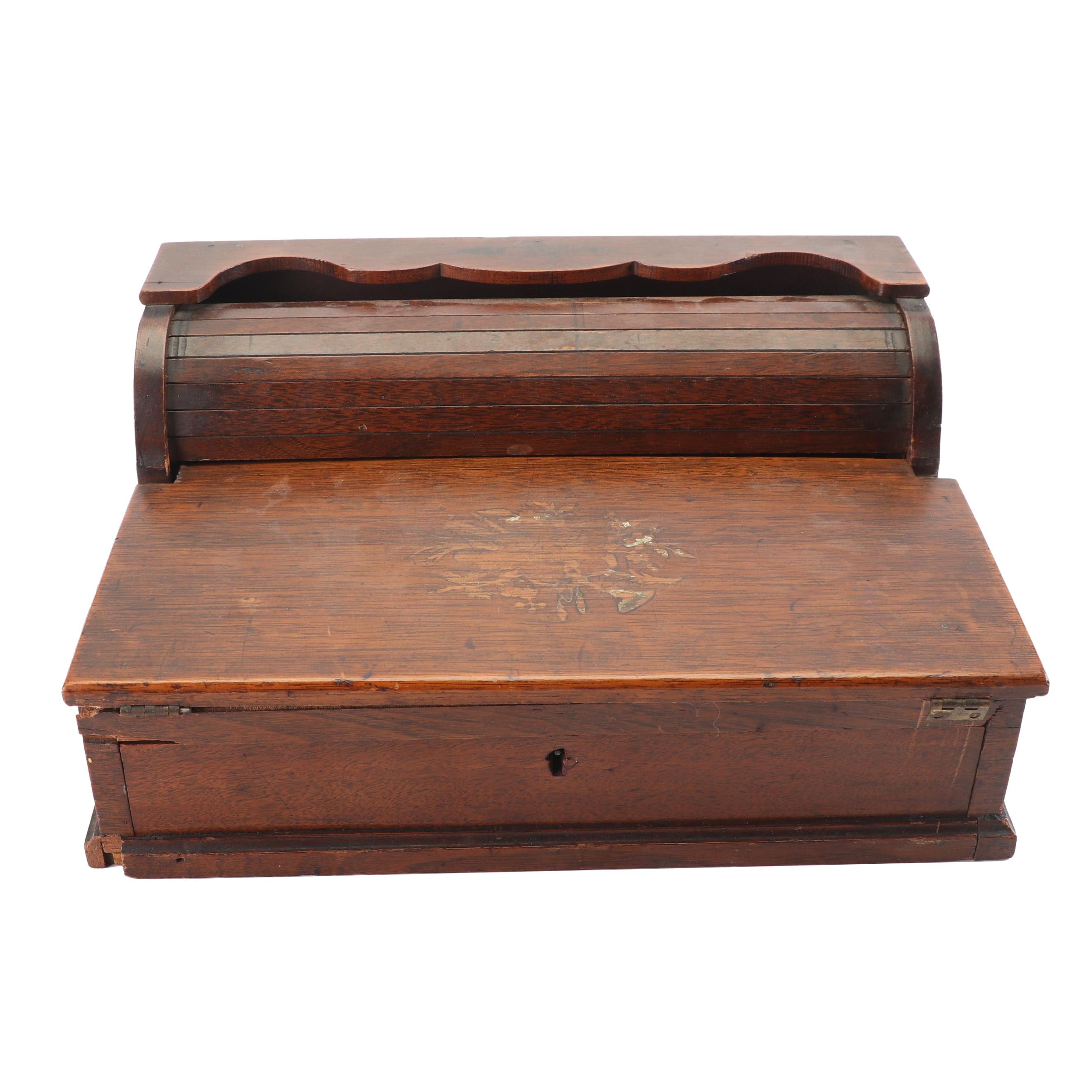Oak Roll Top Campaign Lap Desk 19th Century Ebth