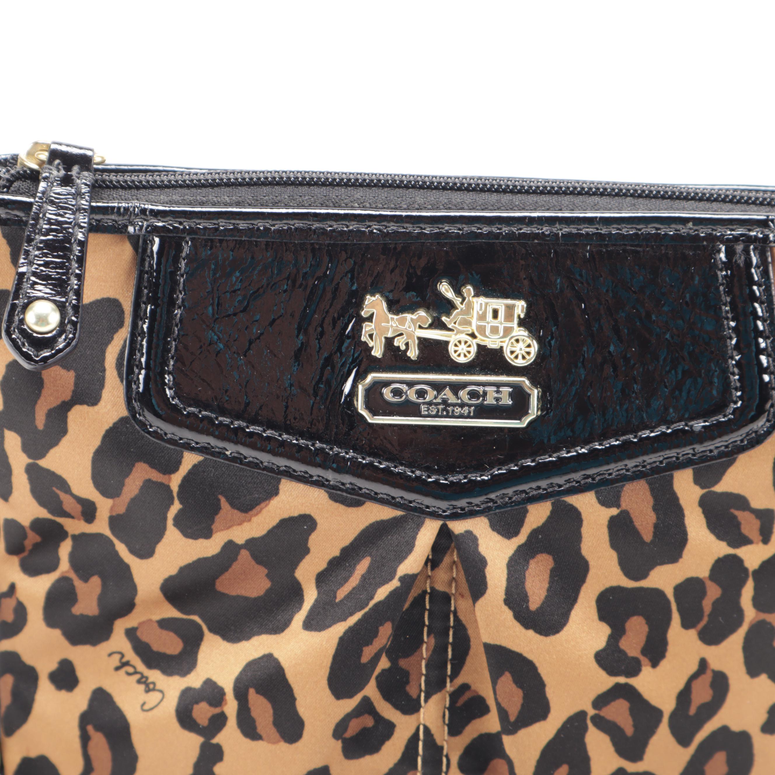 Coach Leopard Print Satin and Patent Leather Crossbody Bag EBTH