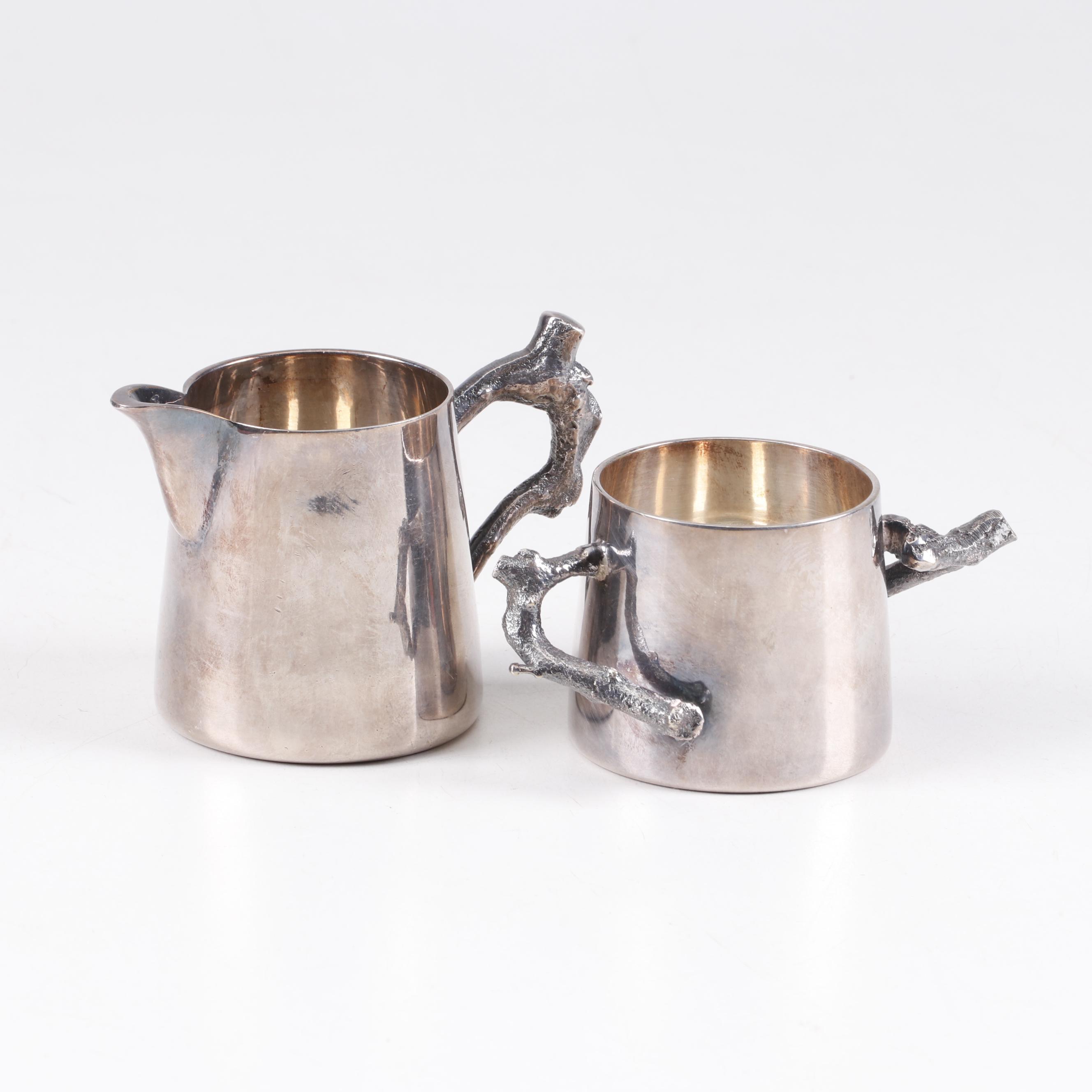 Michael Aram "Forest Leaf Collection" SilverPlate Creamer and Sugar EBTH