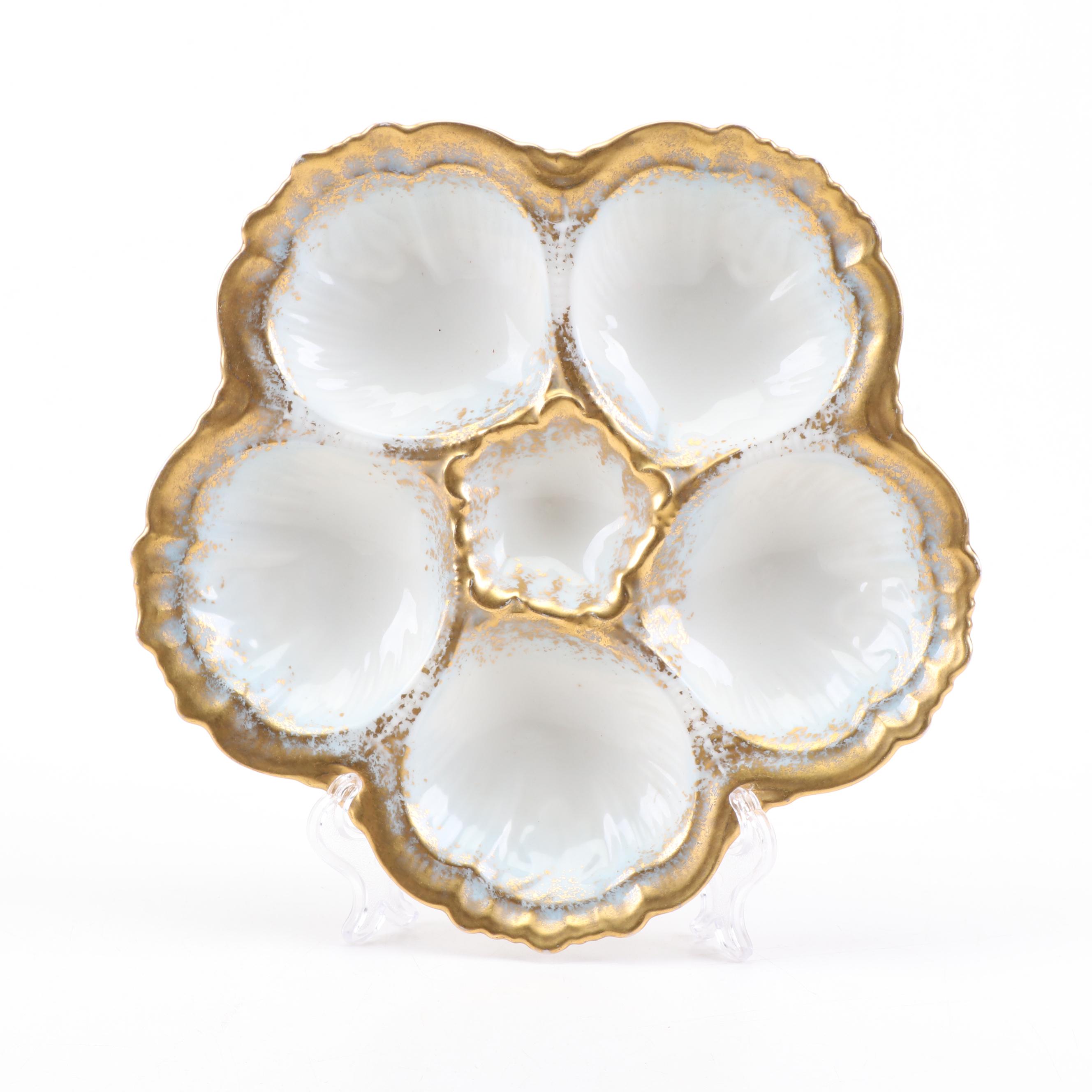 Oyster Plates and Chip & Dip Platter including A. Lingenberg Limoges