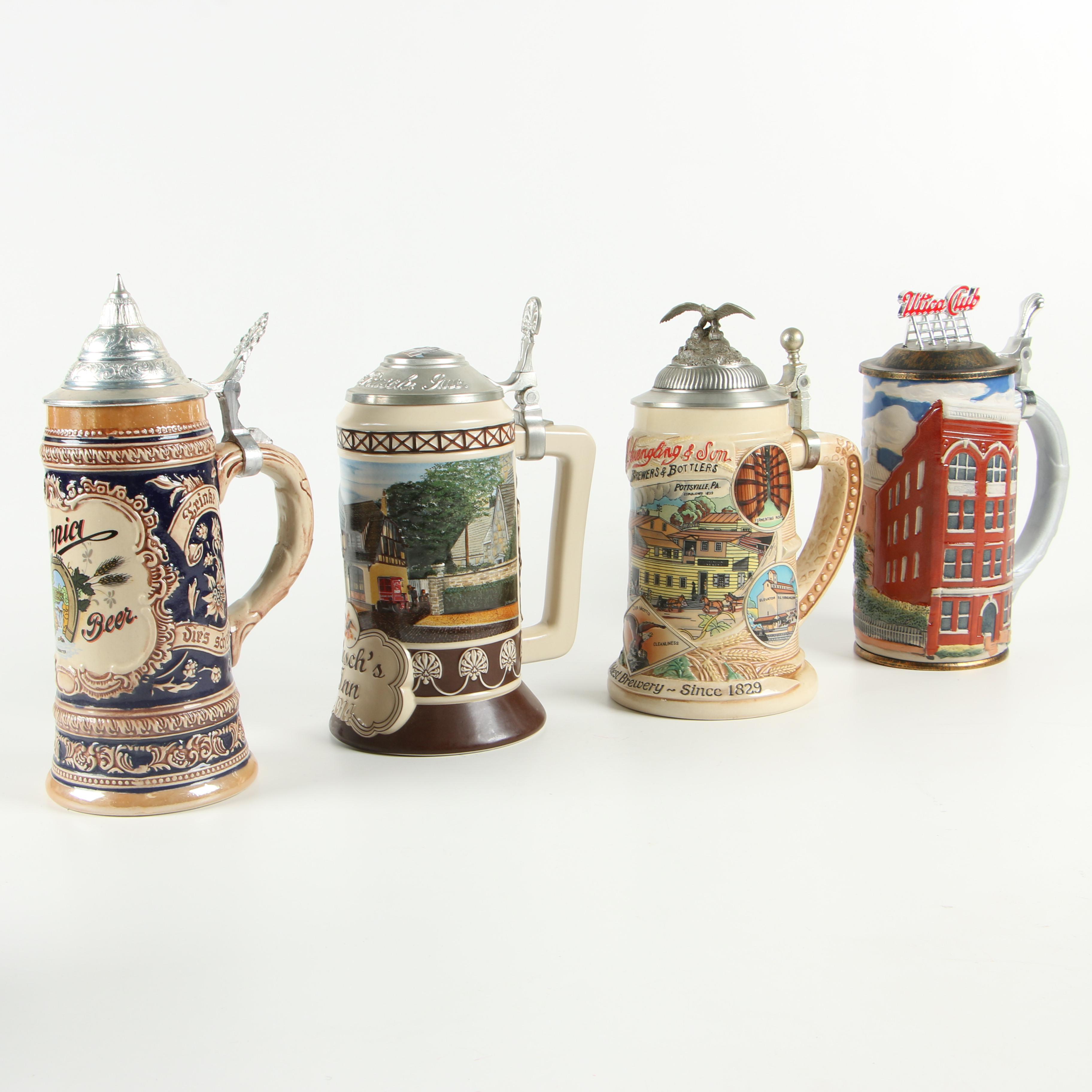 Stoneware and Ceramic Beer Steins including Yuengling Signature Series