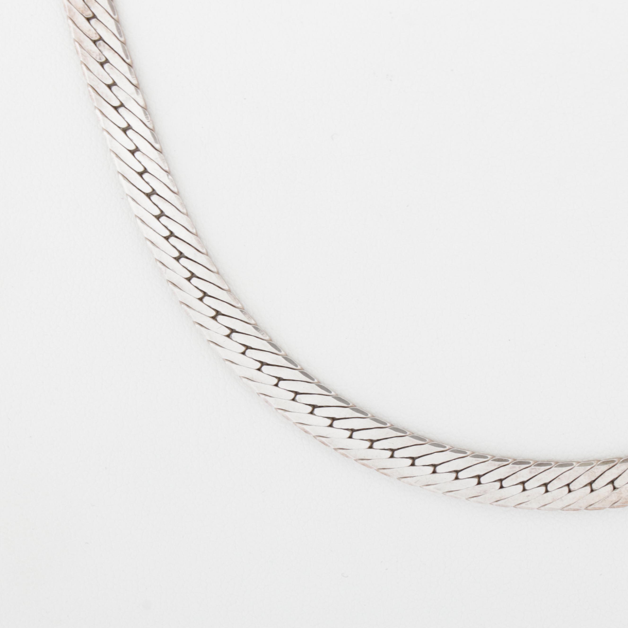Italian Sterling Silver Herringbone Necklace Chain EBTH