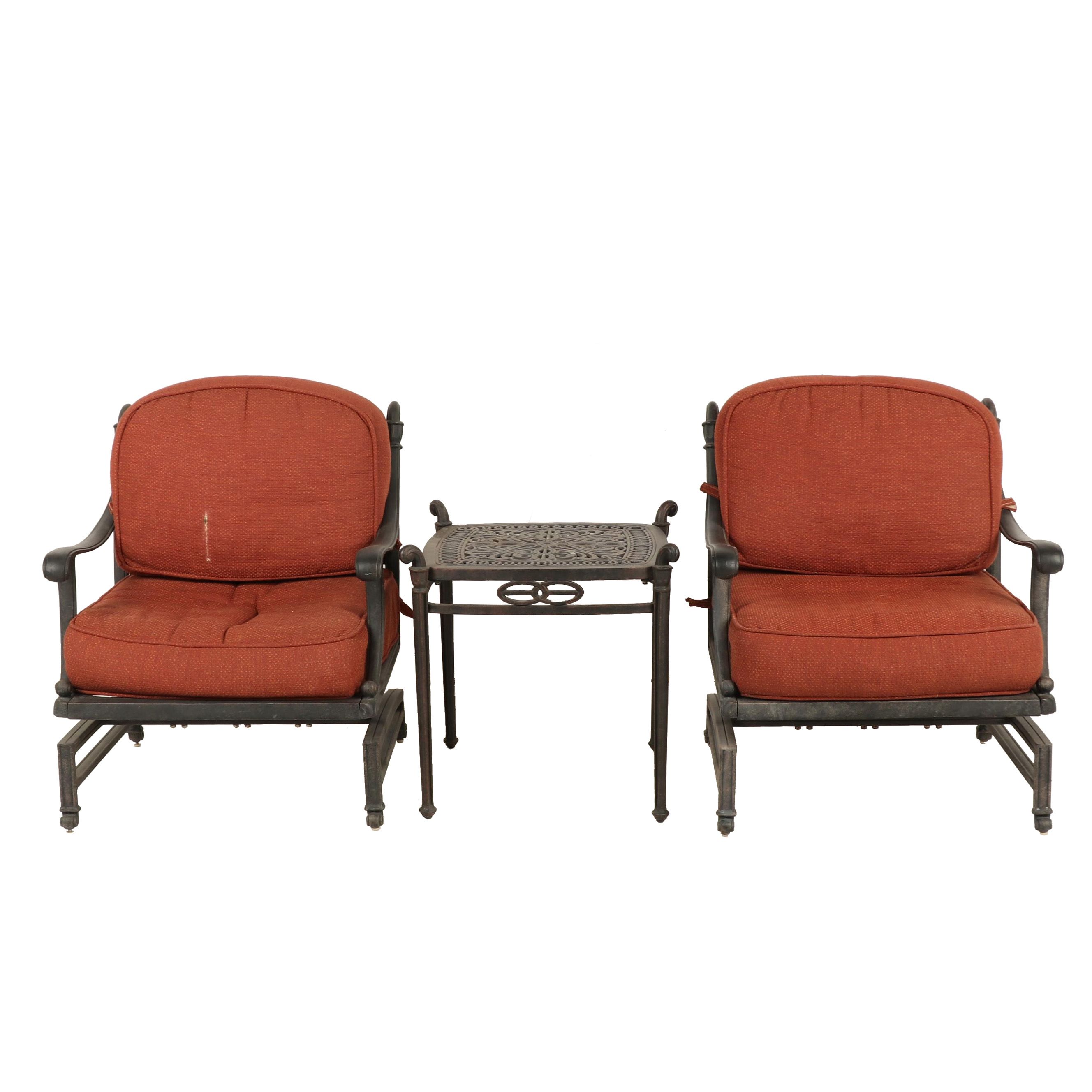 Outdoor Metal Patio Chairs and Side Table EBTH