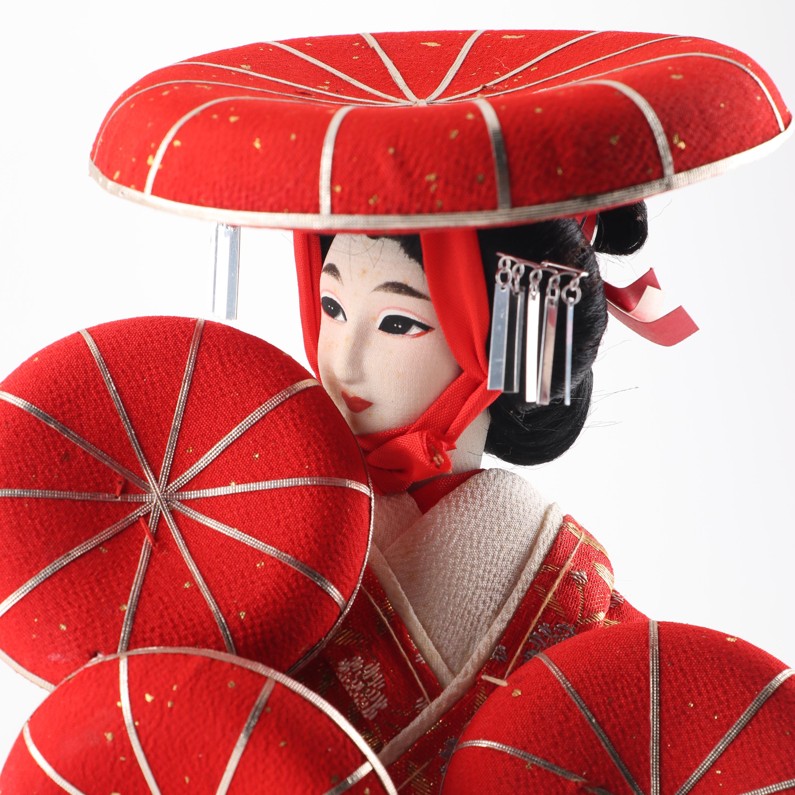 Vintage Japanese Cloth Doll on Stand EBTH