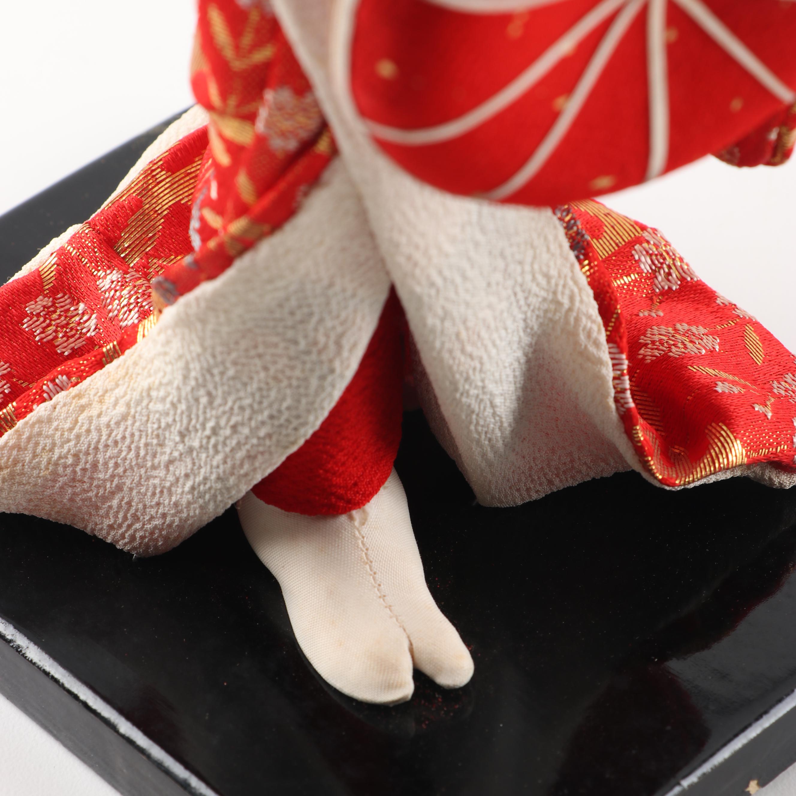 Vintage Japanese Cloth Doll on Stand EBTH