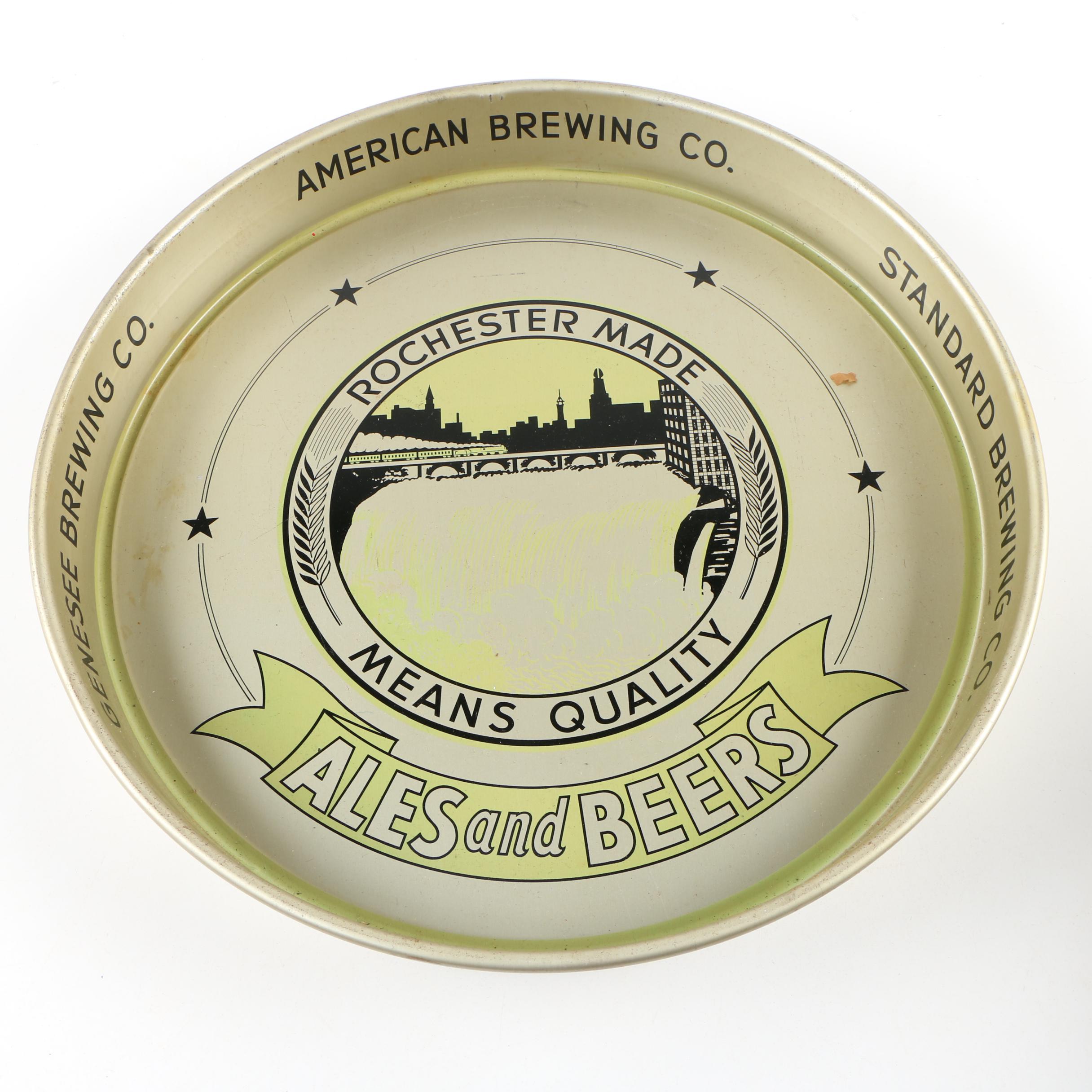 Enameled Tin Beer Trays including Hanley, Blatz, and Crown EBTH