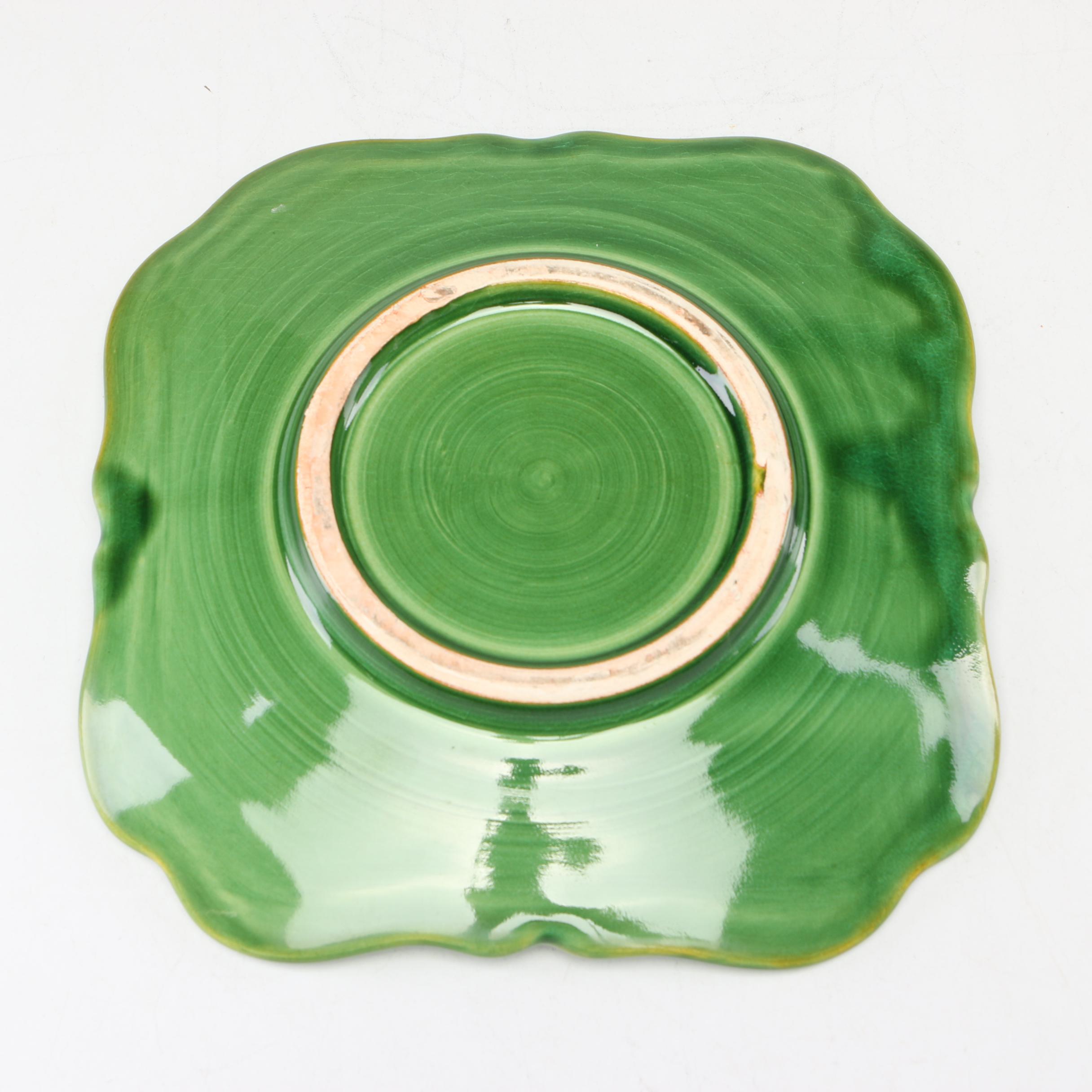 Green Majolica Style Bread and Butter Plates EBTH