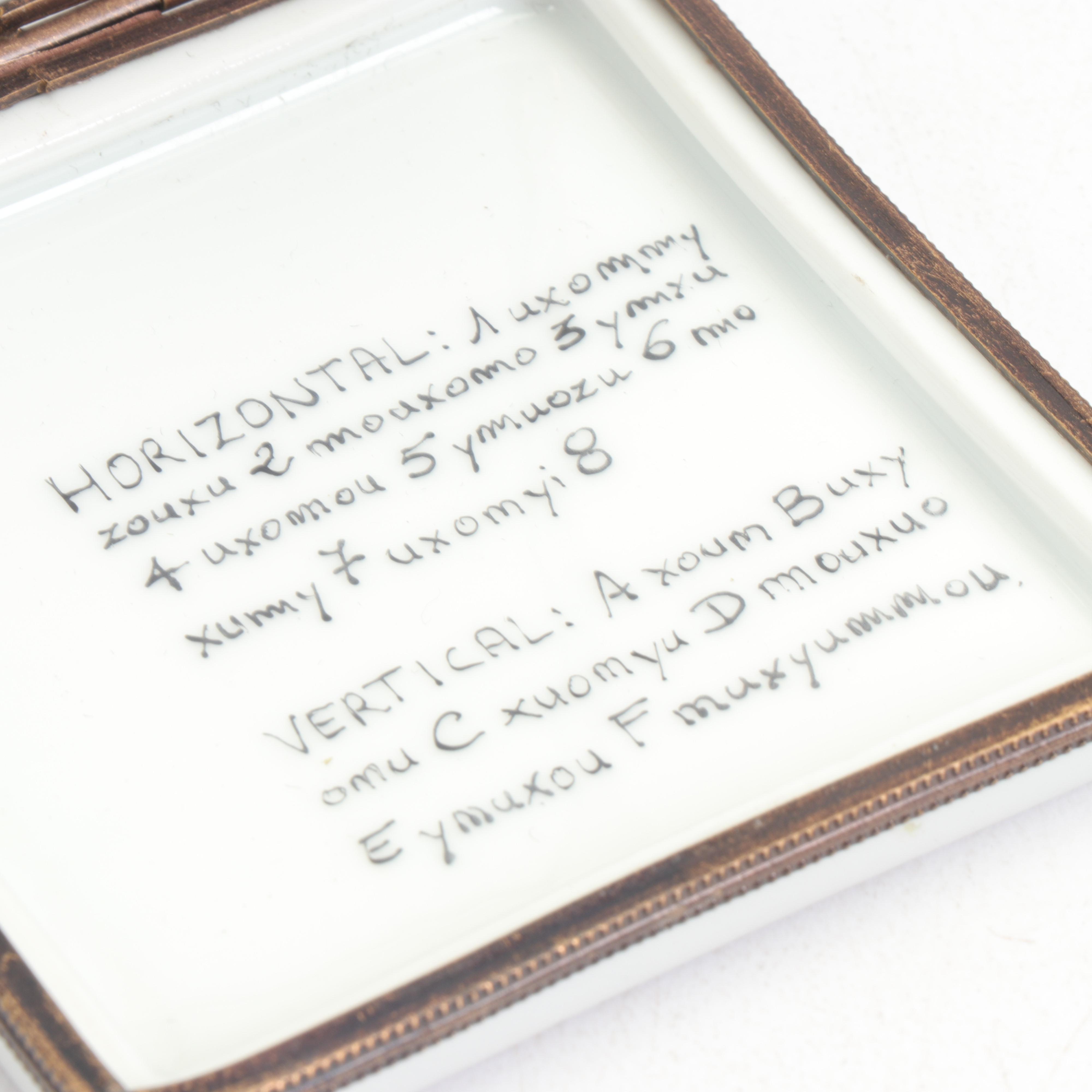 Hand Painted Limoges Porcelain Crossword Puzzle Trinket Box EBTH