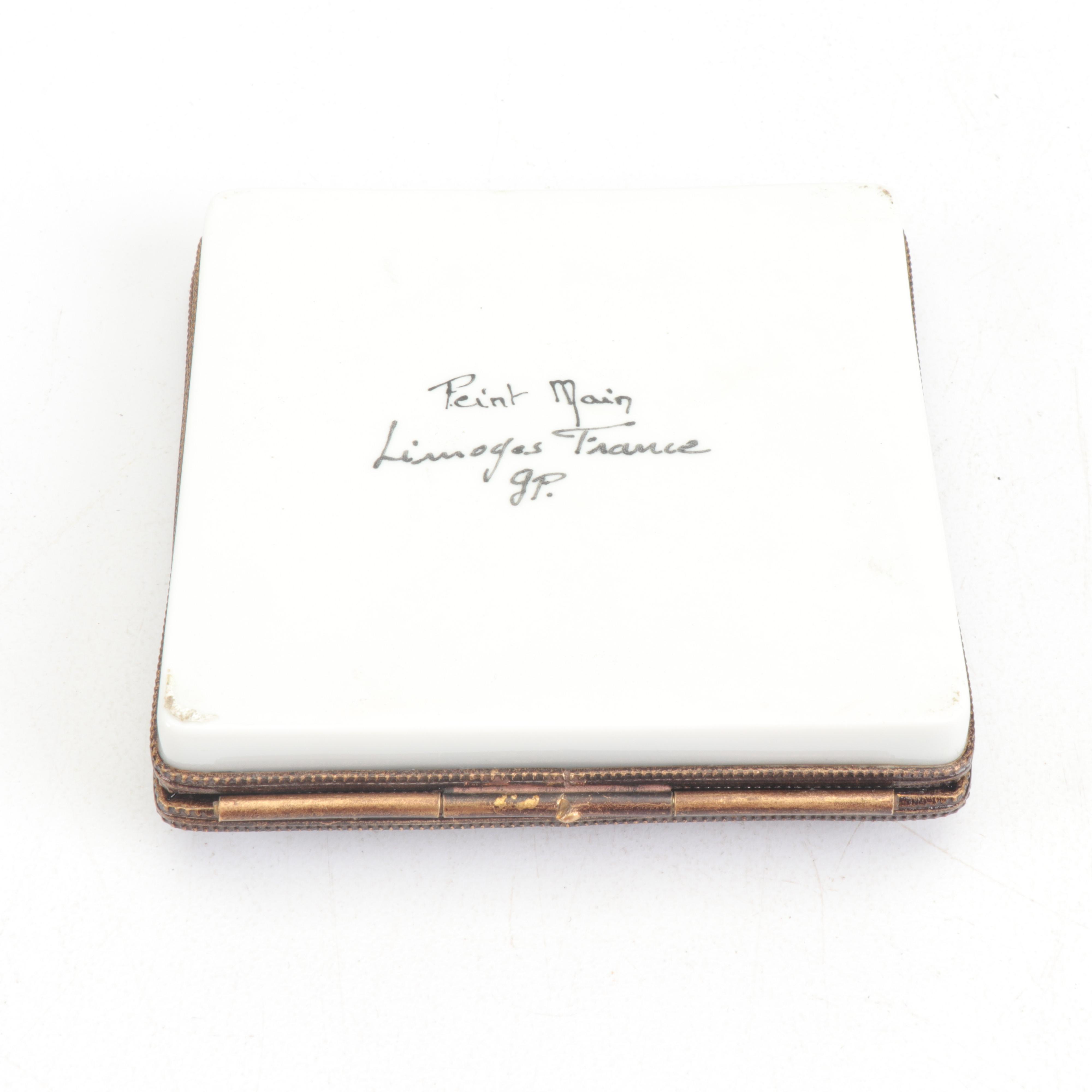 Hand Painted Limoges Porcelain Crossword Puzzle Trinket Box EBTH