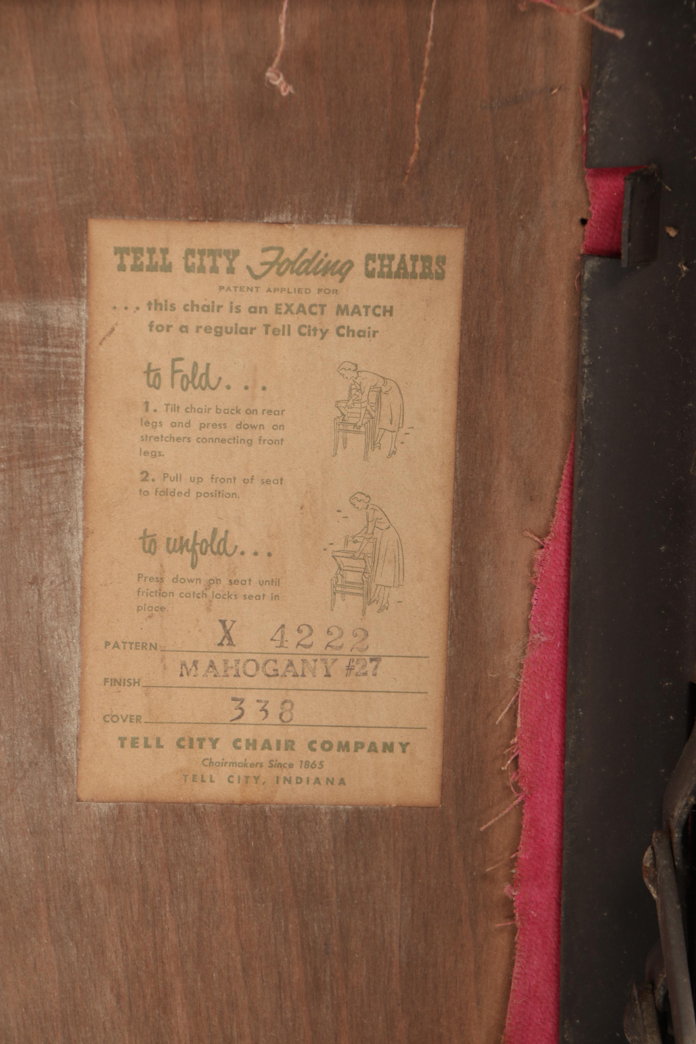 Tell City Chair Co., Six Classical Style MahoganyStained Folding Side