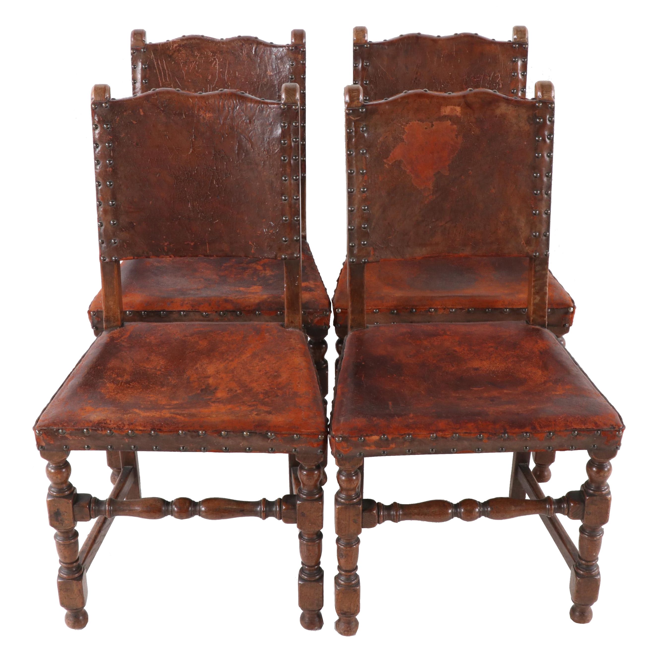 English Oak Pub Chairs Late 19th Century Early 20th Century