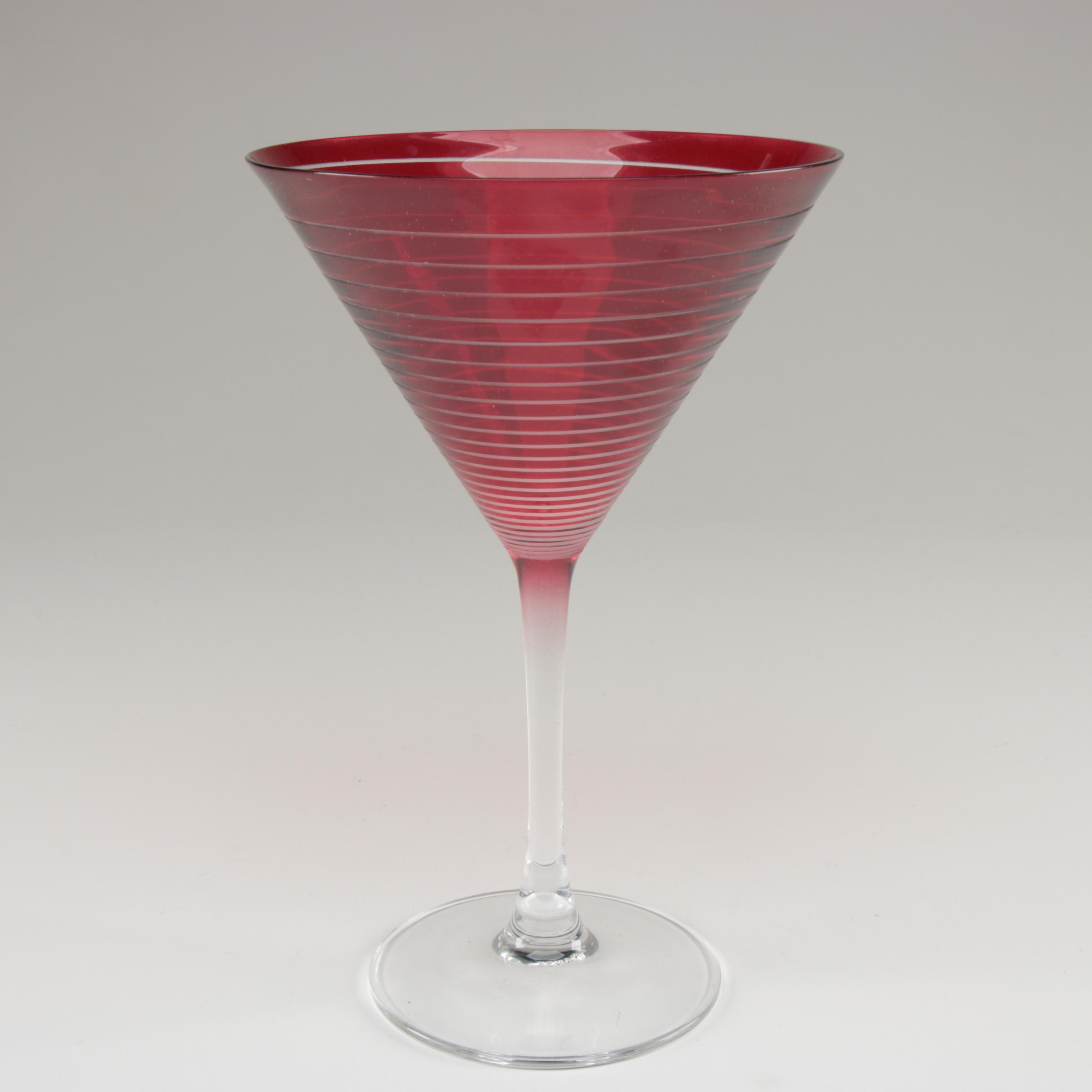 Mikasa "Cheers" Etched Colored Martini Glasses EBTH