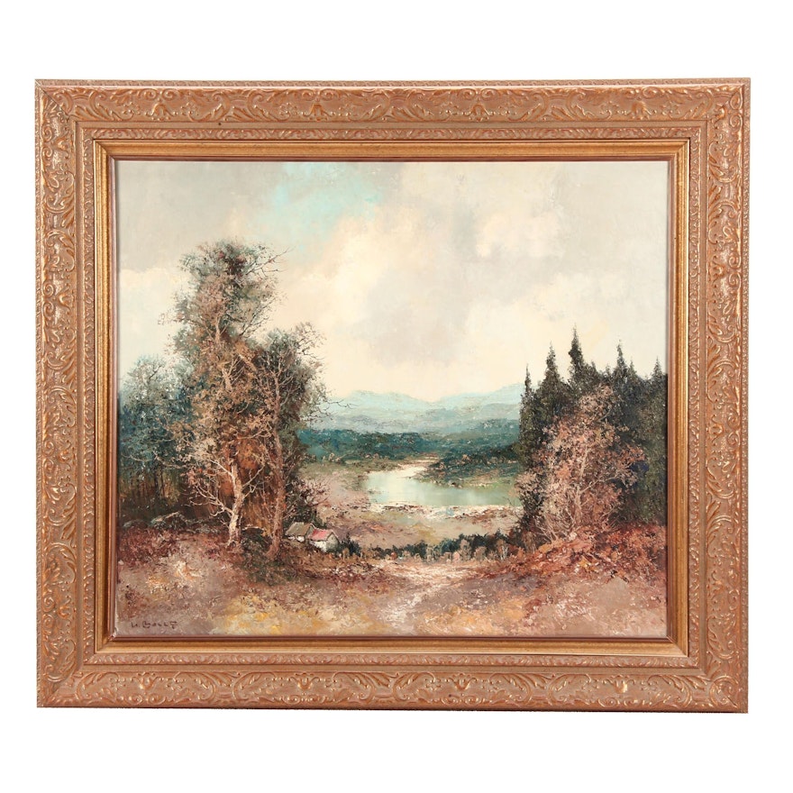Willi Bauer Impasto Style Vast Landscape Oil Painting Ebth