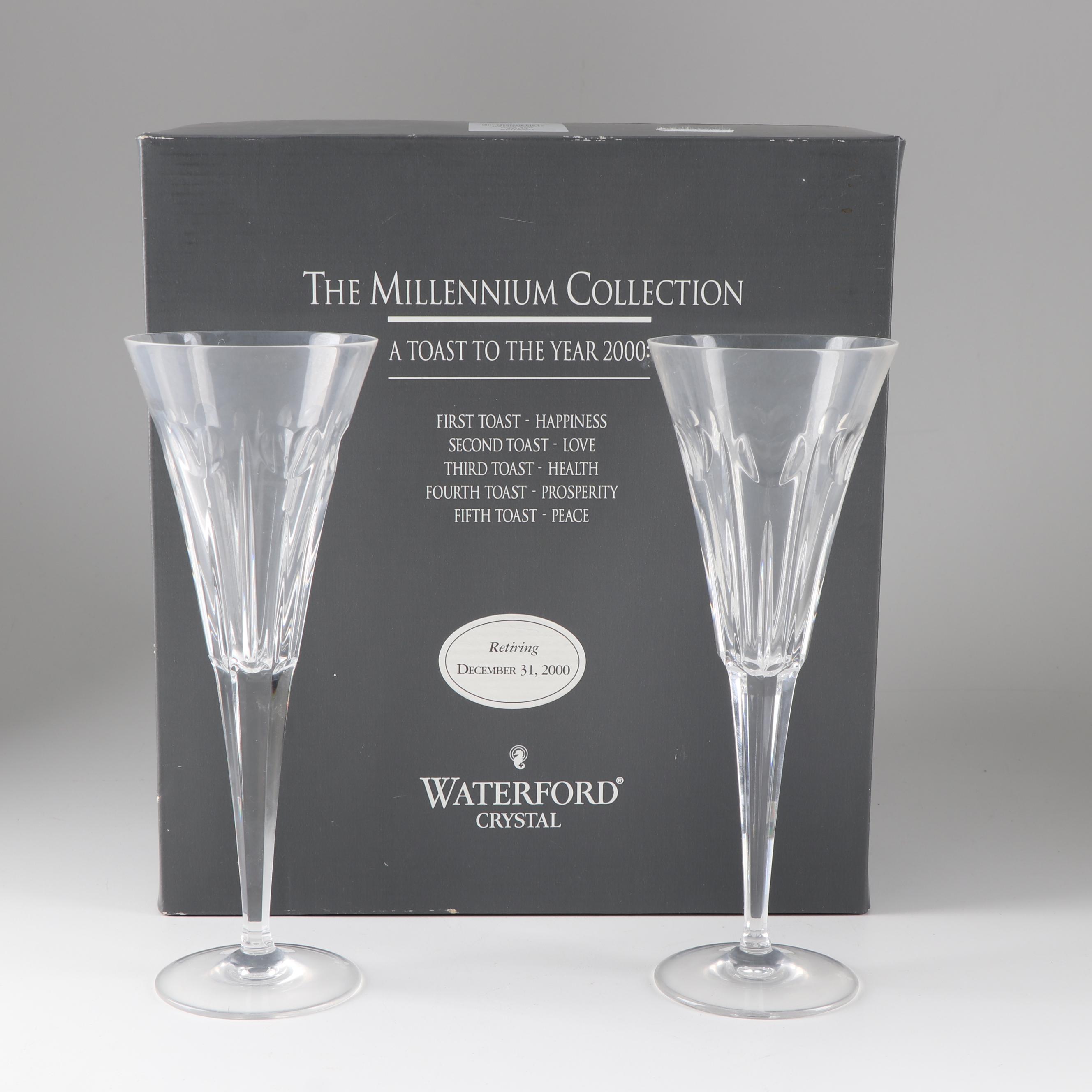 Waterford Crystal Millennium Series "Love" Toasting Flutes EBTH