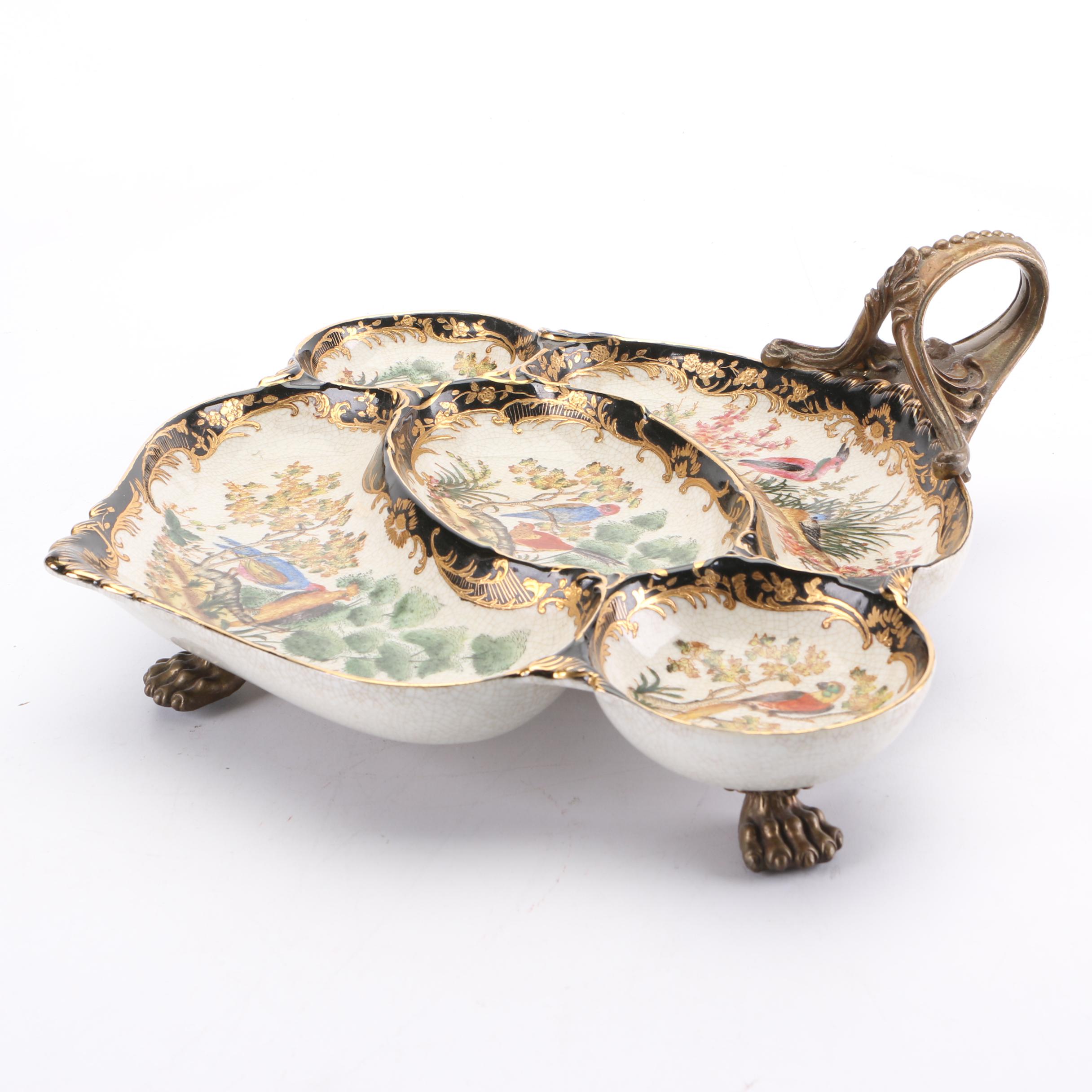 HandPainted Castilian Decorative Earthenware and Bronze Decorative