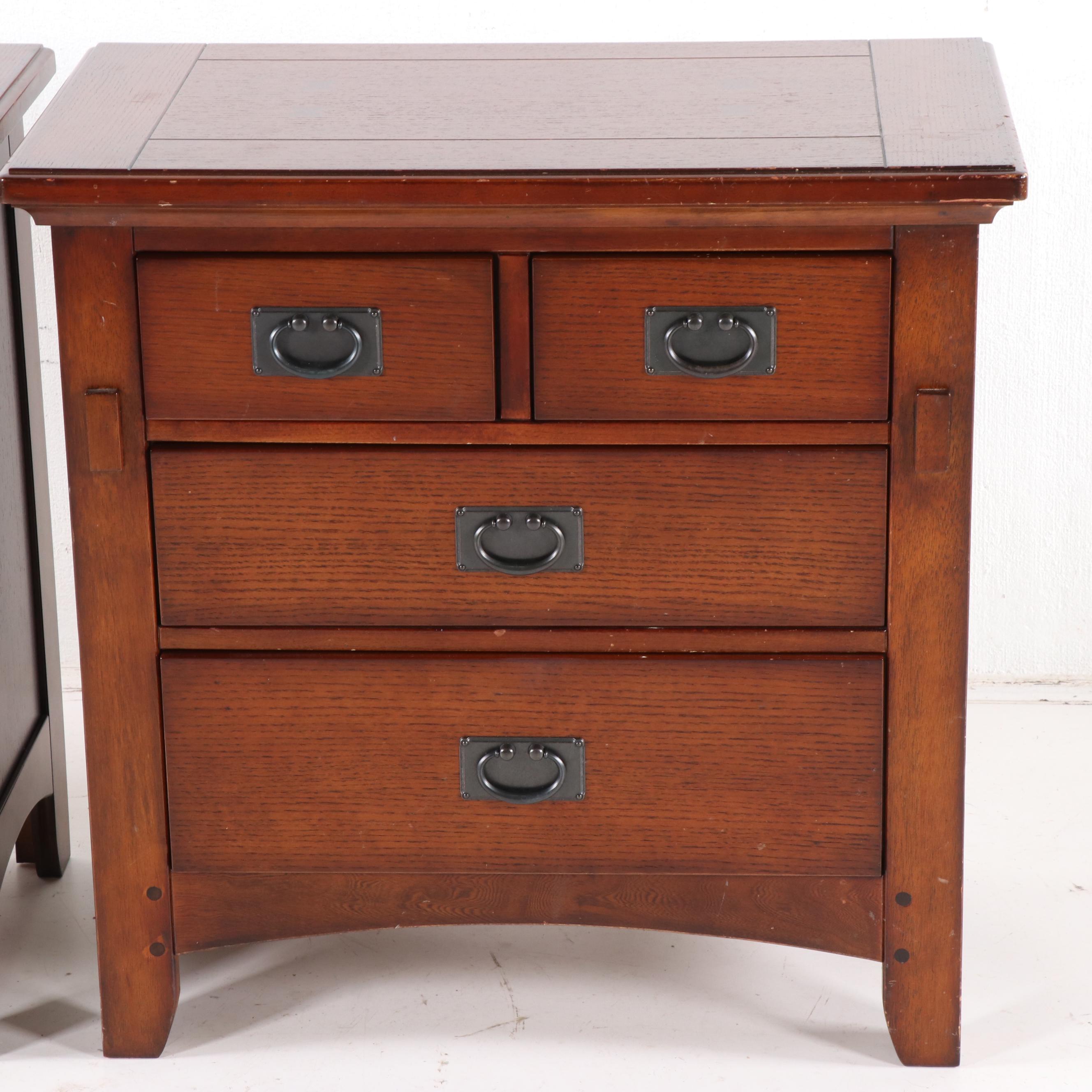 Contemporary Mission Style Oak Finish Nightstands EBTH