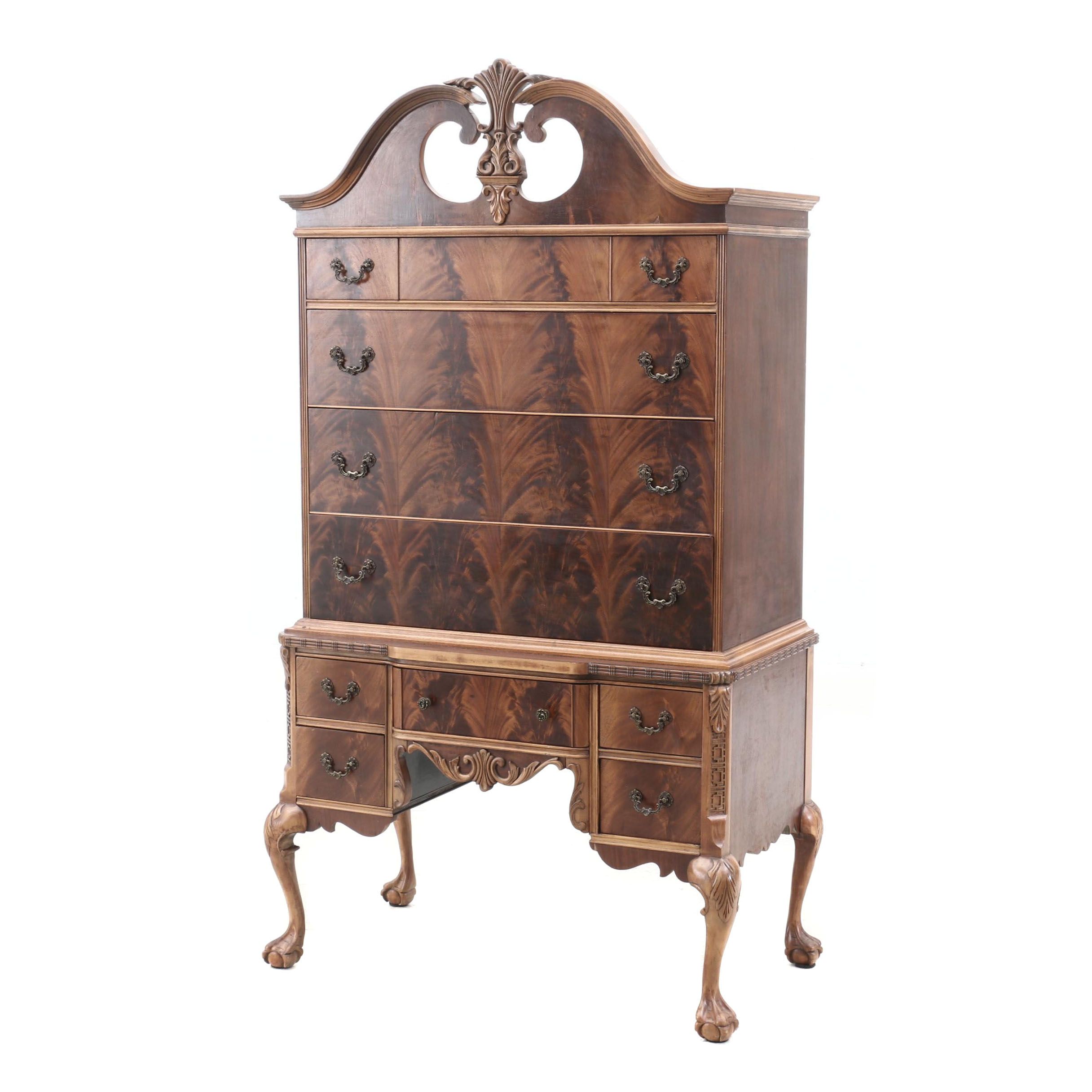 Chippendale Style Mahogany Secretary Desk 1930s 1940s Ebth