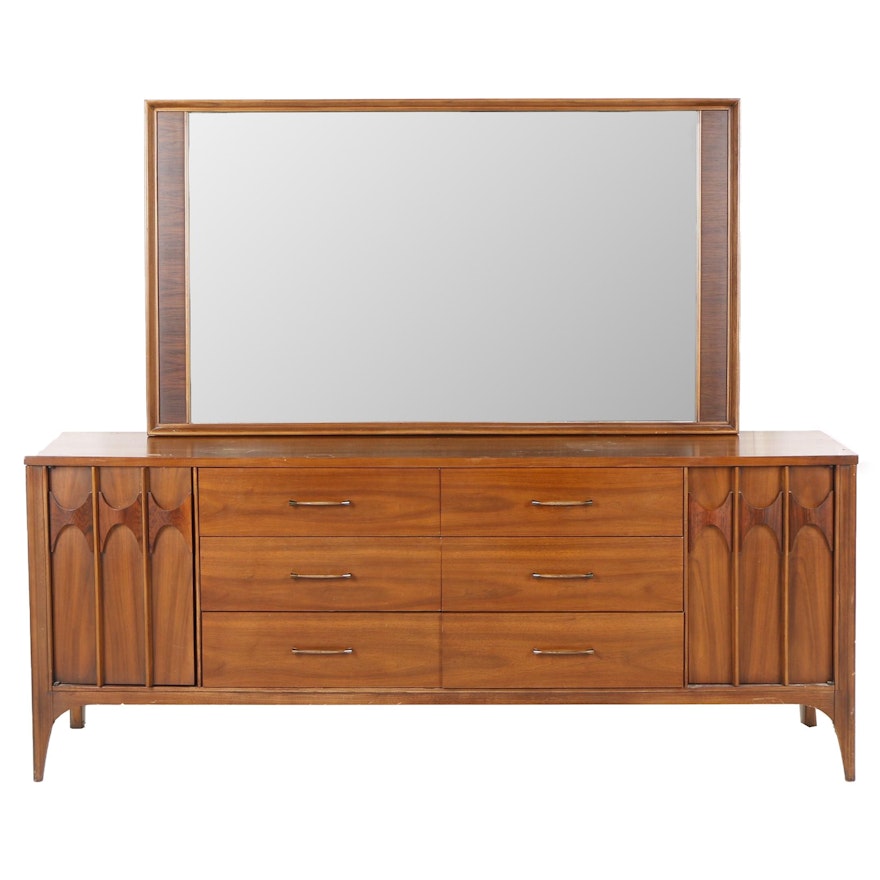 Kent Coffey Perspecta Dresser In Walnut With Mirror Ebth