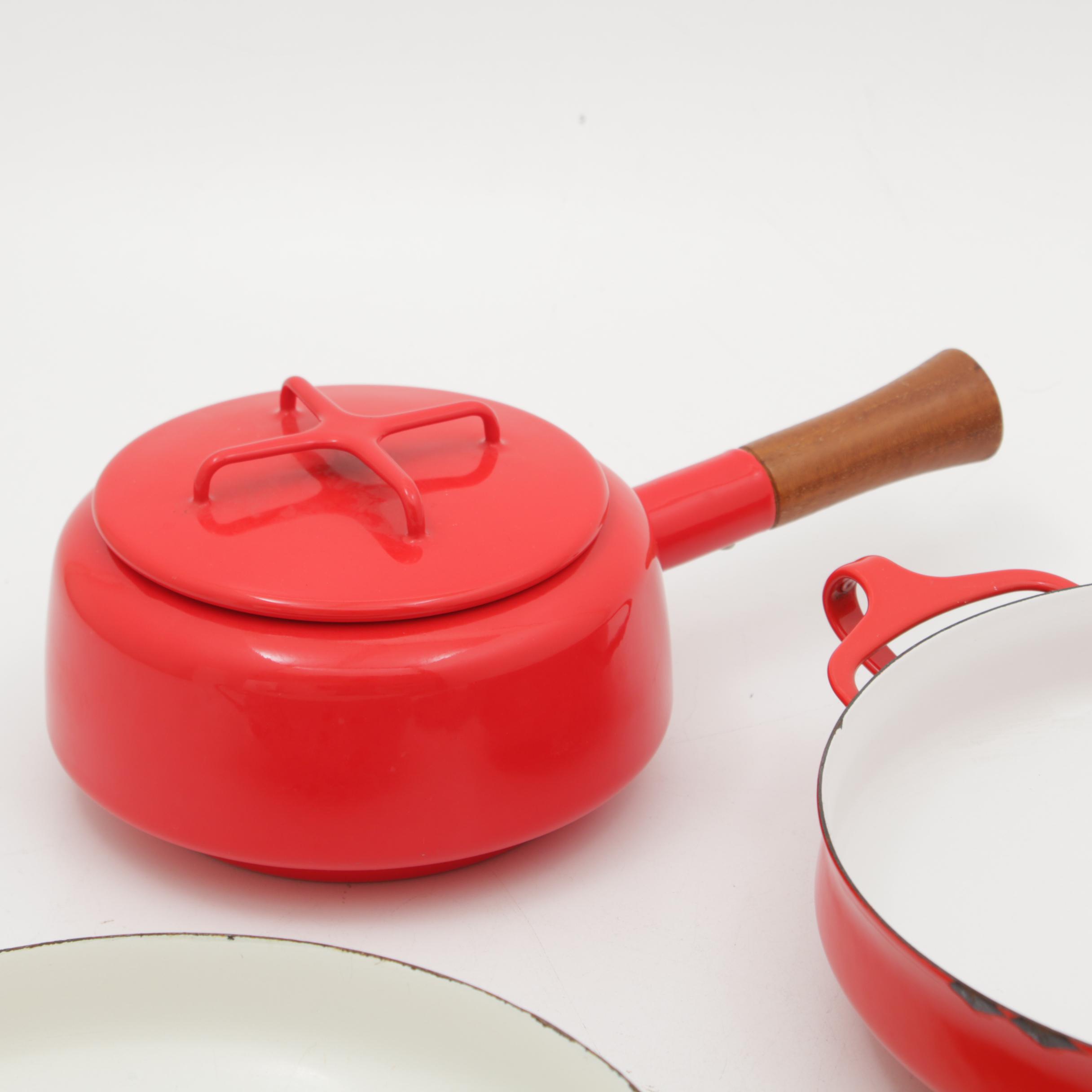 Dansk "Kobenstyle" Chili Red Enameled Pots and Pans, MidCentury EBTH