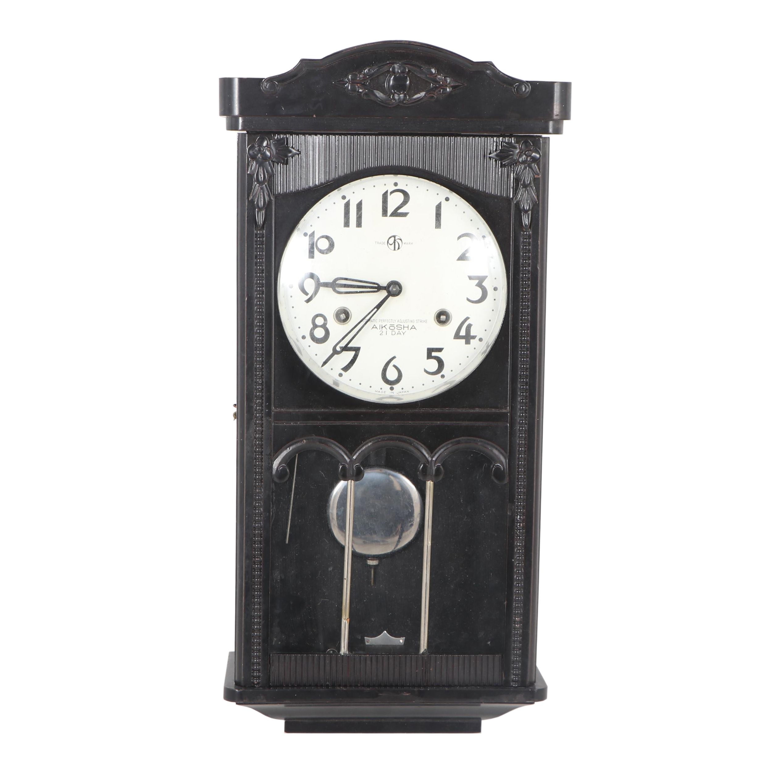 Japanese Aikosha Black Lacquer 21 Day Wall Clock EBTH