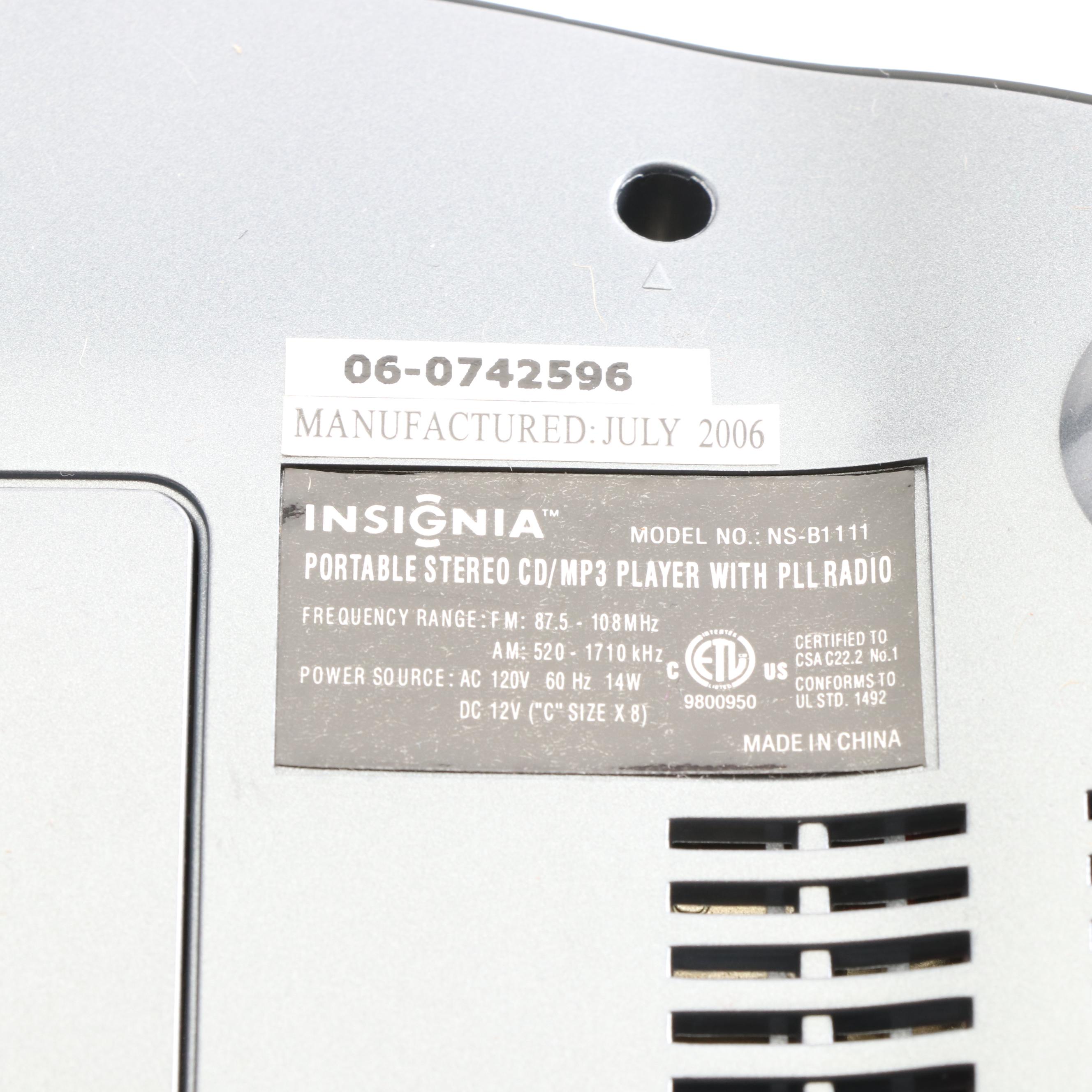 Insignia Radio, CD and MP3 Player EBTH